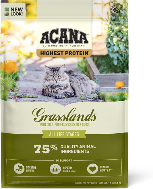 ACANA Grain-free Dry Cat Food Grasslands Chicken Duck Turkey Fish and Quail 10lb Bag