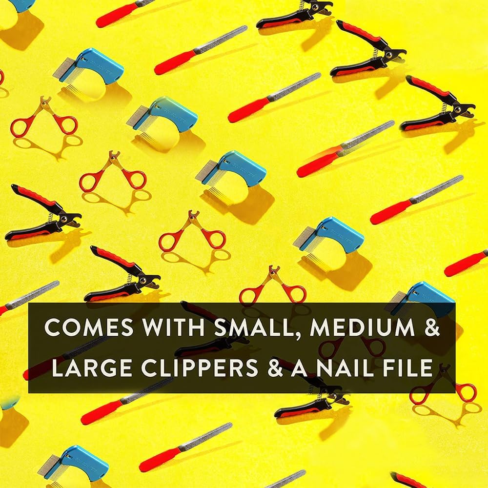 Pet Care Pedicure Kit for Dogs, Cats, Birds and Reptiles - Nail Clippers, File and Scissors Style Clippers Plus Case (2 Miller's Forge Nail Clippers, Small Scissors Style Clipper and One Nail File)