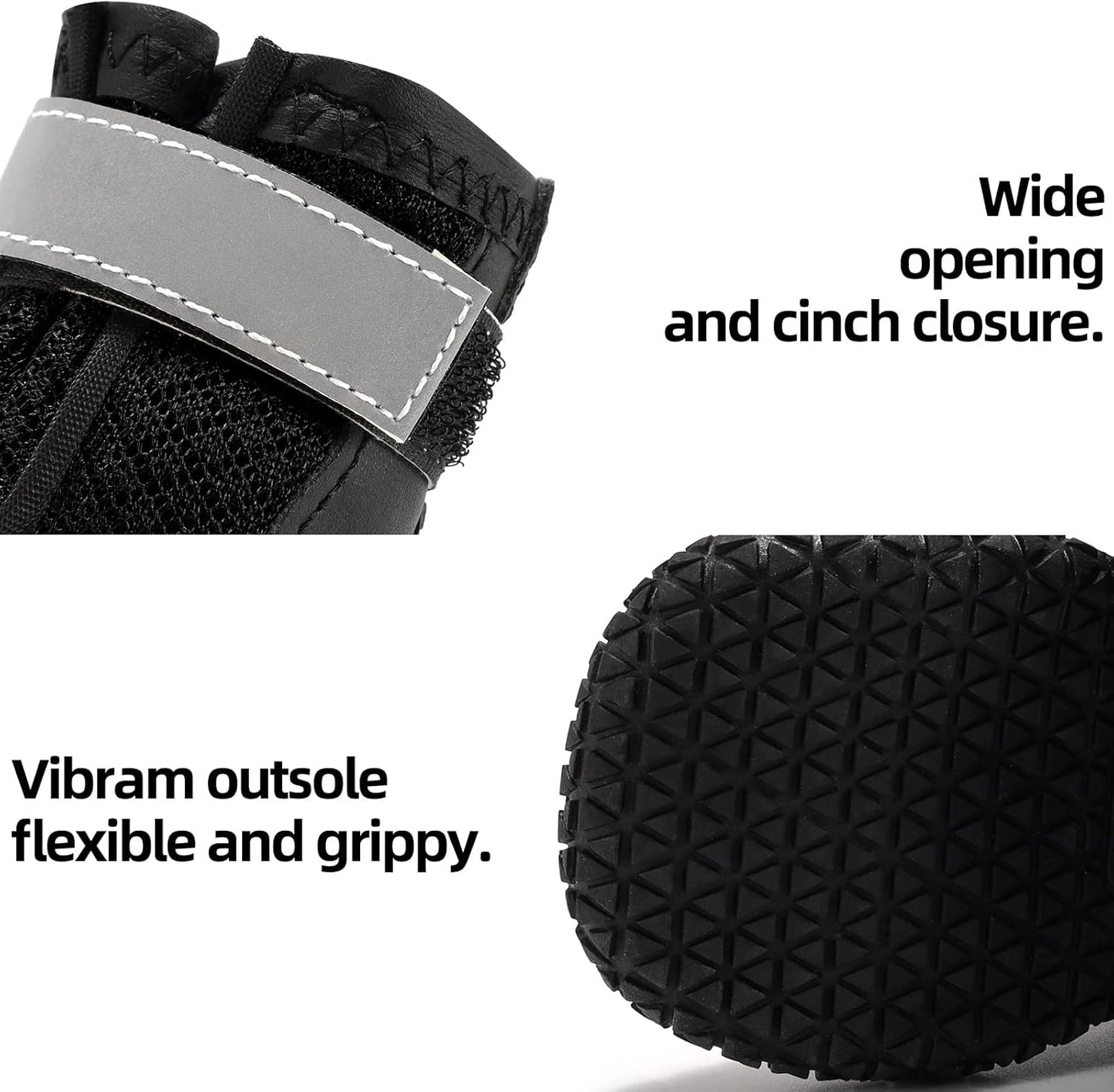 Hcpet Dog Boots for Large Dogs, Dog Shoes for Hot Pavement Winter Snow, Paw Protector Dog Booties Designed for Comfort and Breathability, Outdoor Booties for Small Medium Dogs for Hiking Black Size 1