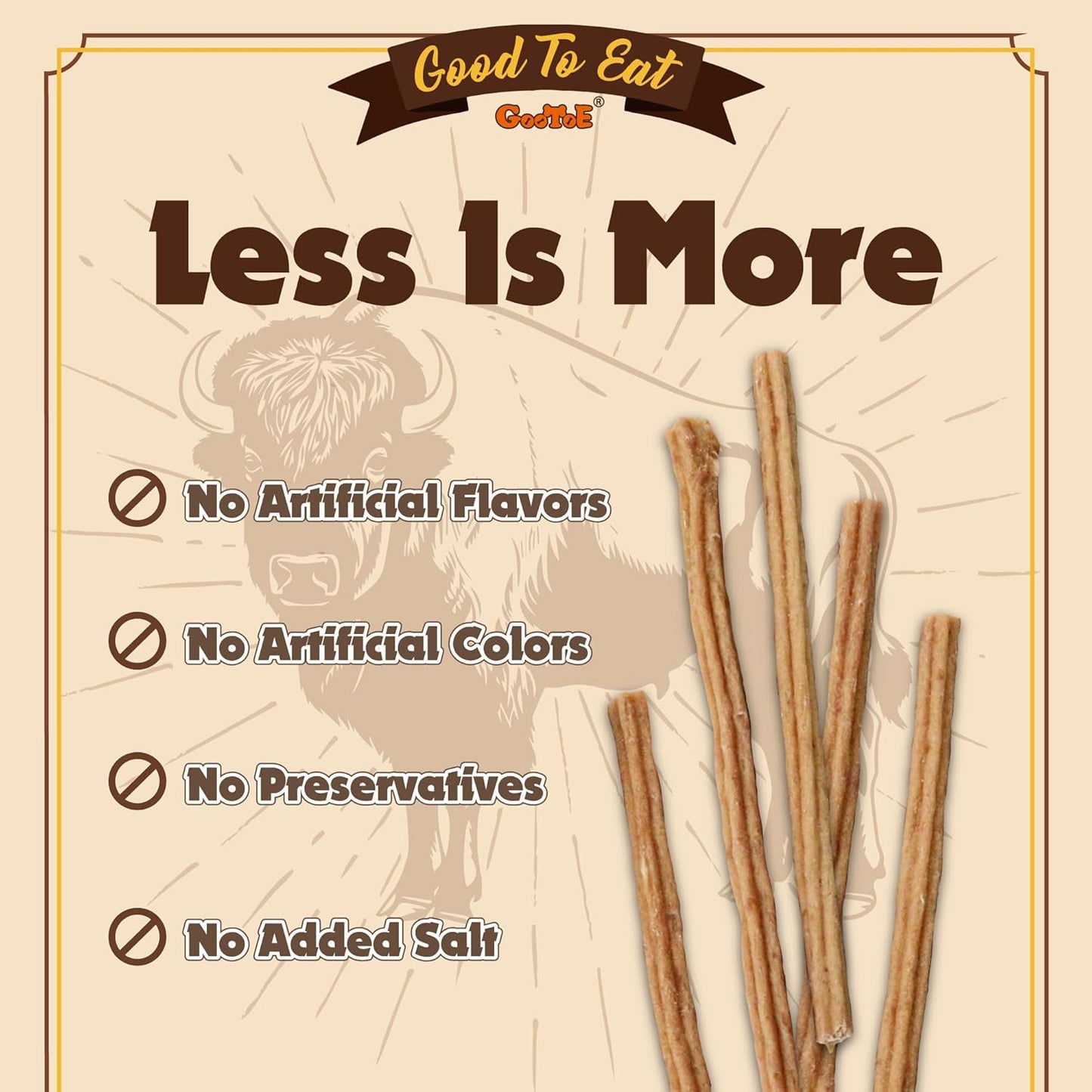 Gootoe Buffalo Dog Treats, Buffalo Bites Stick (Small) 8oz - Natural Low-Fat Chews for Training & Rewards, Limited Ingredient, Resealable Bag, Perfect for Small Dogs & Puppies