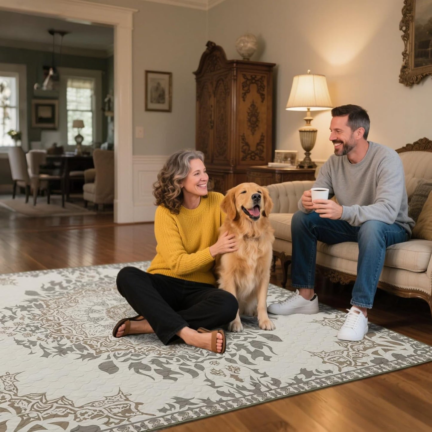 FXW Washable Pee Pads for Dogs, Puppy Pads with Super Absorbent, Specifically Designed for 42inch Cages, 41" × 27" Rectangle, Boho, 2 Packs