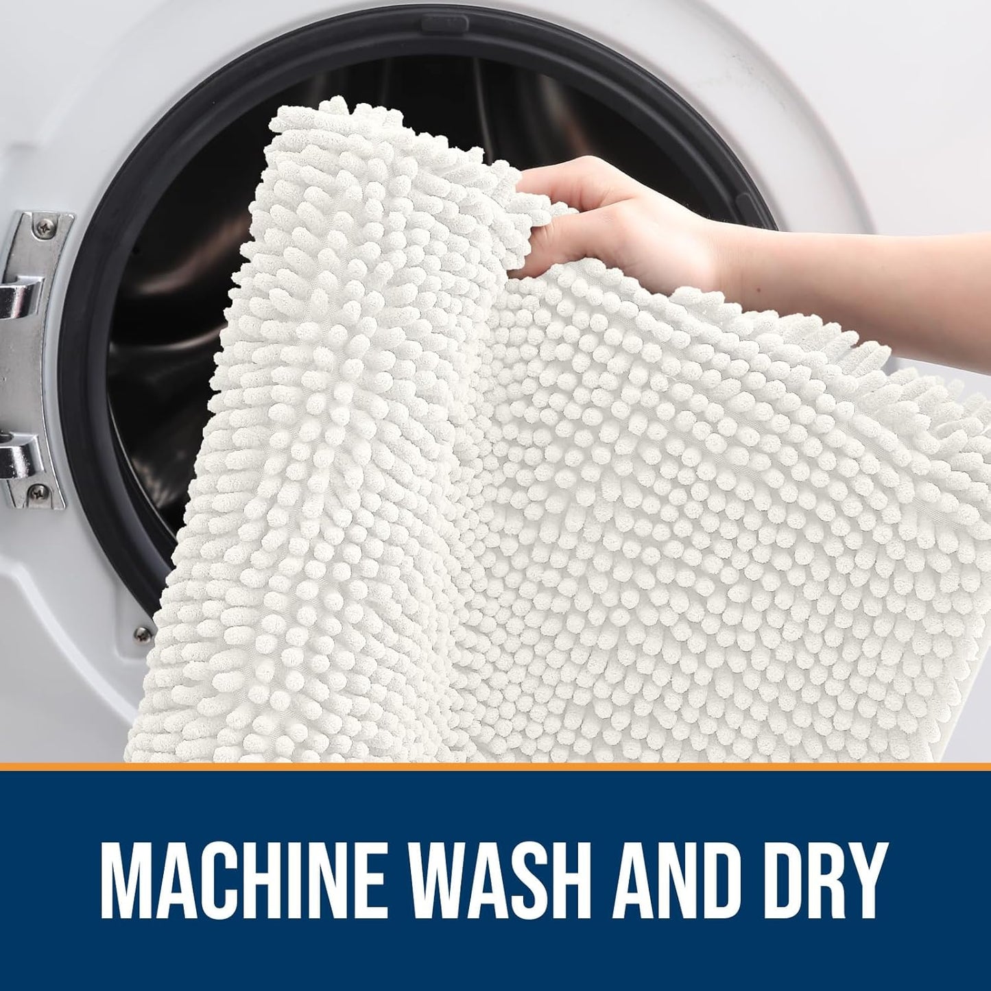 OLANLY Dog Door Mat for Muddy Paws 36x24, Absorbs Moisture and Dirt, Absorbent Non-Slip Washable Doormat, Quick Dry Chenille Mud Mat for Dogs, Entry Indoor Entryway Carpet for Inside Floor, Ivory