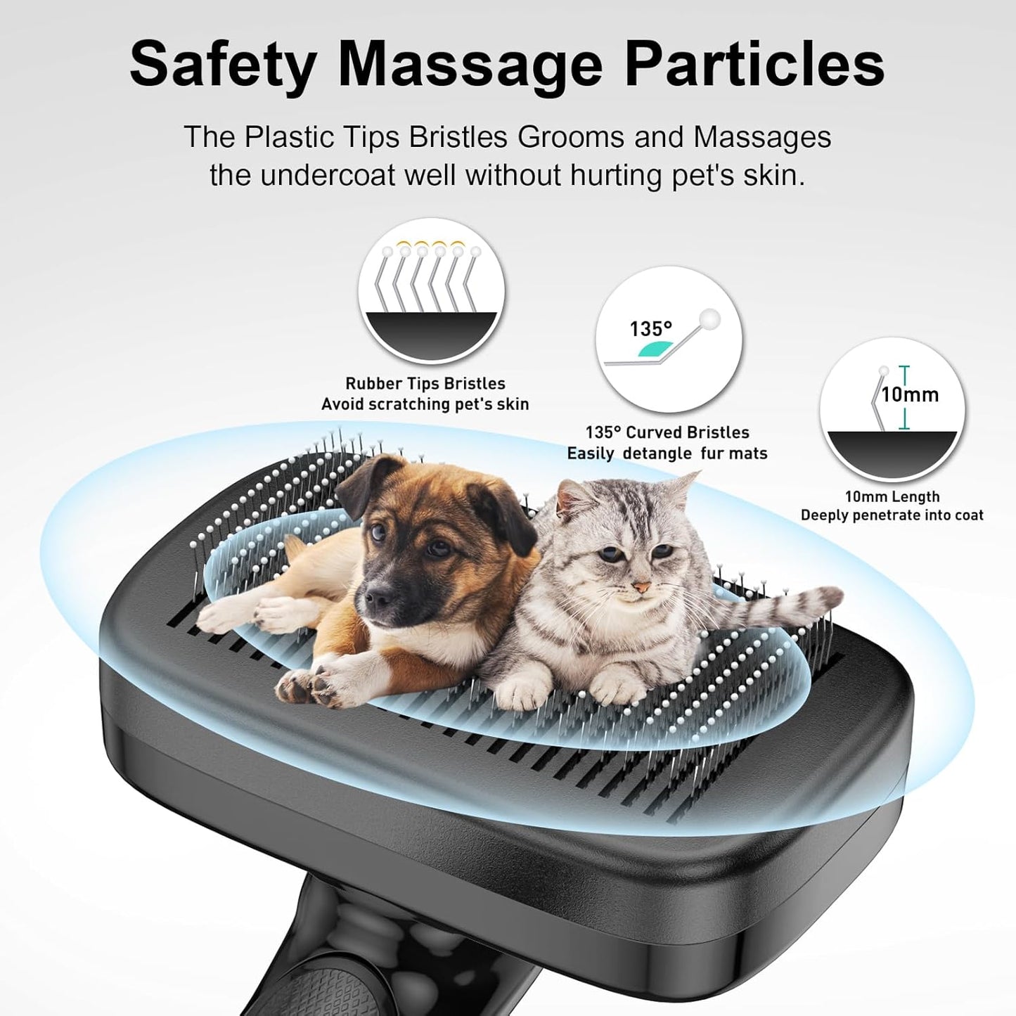 Dog Brush for Shedding & Grooming Small Medium Large Dogs & Cats - Remove Loose Fur, Knot, Undercoat. Suitable for Long Short Hair Lengths sensitive Animals, Black