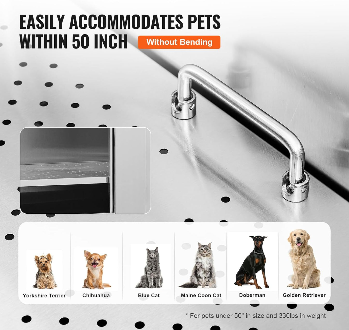 VEVOR 50" Pet Dog Bathing Station w/Stairs, Professional Stainless Steel Dog Grooming Tub w/Soap Box, Faucet,Rich Accessory, Dog Bathtub for Large,Medium,Small Pets, Washing Sink for Home Left