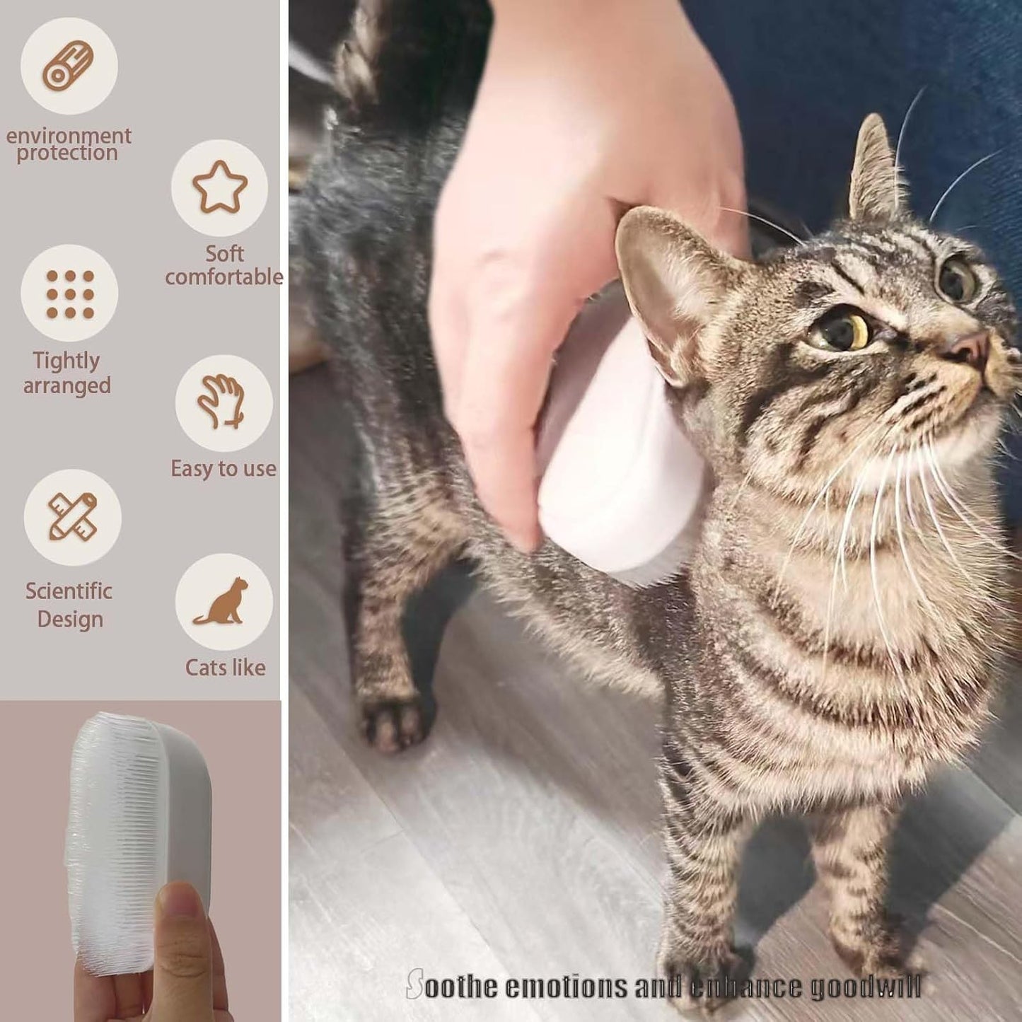 SoarExcelleryy Soft Fur Cat Brush - Over 1000 gentle cat tongue brushes with prickly serrations, suitable for sensitive cats - comfortable, lightweight, gentle, perfect for enhancing intimacy (blue)