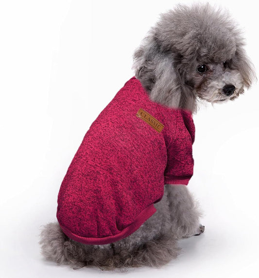 Jecikelon Dog Clothes Dogs Sweater Soft Puppies Clothing Winter Puppy Sweaters Warm Outfit for Dogs Small XXS XS Cat Apparel (Wine red, S)