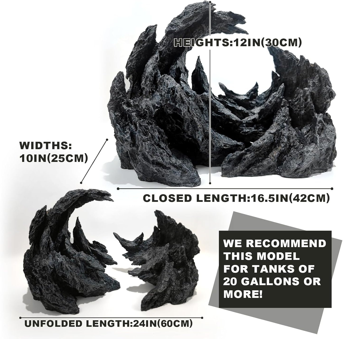 Fish Tank Decor Rocks.Aquarium Decoration Model.Easy and Quick Solution for Aquascaping.(Perched Canyon-24inch)