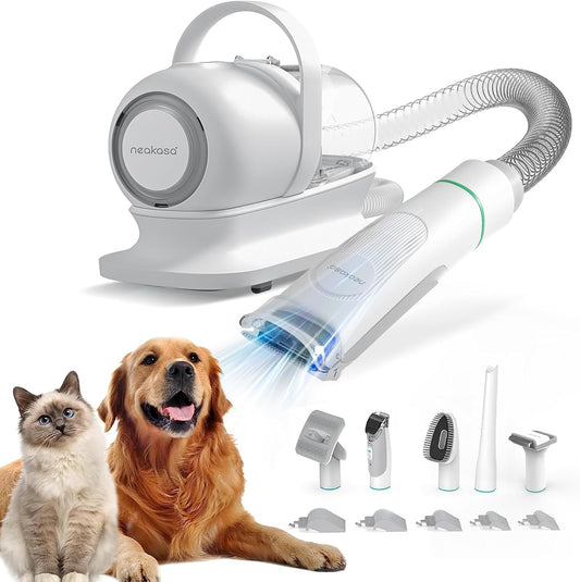 Neakasa P1 Pro Pet Grooming Kit & Vacuum Suction 99% Pet Hair, Professional Clippers with 5 Proven Grooming Tools for Dog and Cat