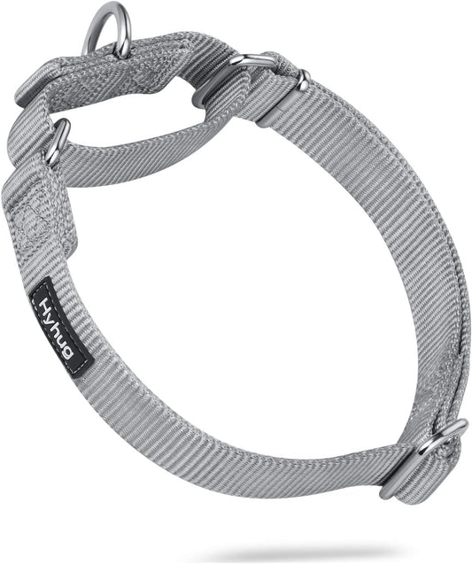 Hyhug Pets Premium Upgraded Heavy Duty Nylon Anti-Escape Medium Martingale Collar for Boy and Girl Dogs Comfy and Safe - Professional Training, Daily Use Walking. (Medium, Sleet Gray)