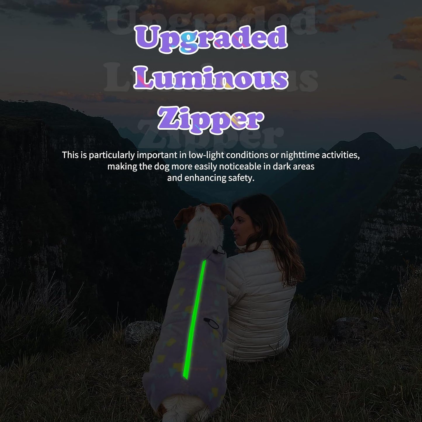 ROZKITCH Fleece Dog Jumpsuit, Pet Windproof Warm Cold Weather Jacket Vest with Luminous Zipper, Jumpsuit Apparel Outfit Clothes for Large Giant Dog Geometry 4XL