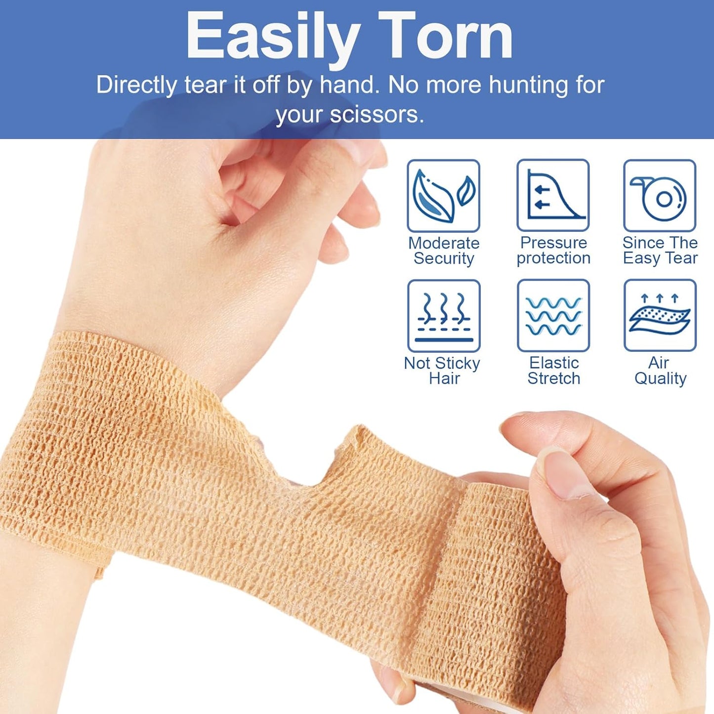 LDIWEE 24 Pack Self Adhesive Bandage Wrap, 2" X 5 Yards Cohesive Bandage Wrap Medical Tape Elastic Vet Wrap Grip Tape for First Aid, Sports, Ankle, Wrist Sprains, Dog