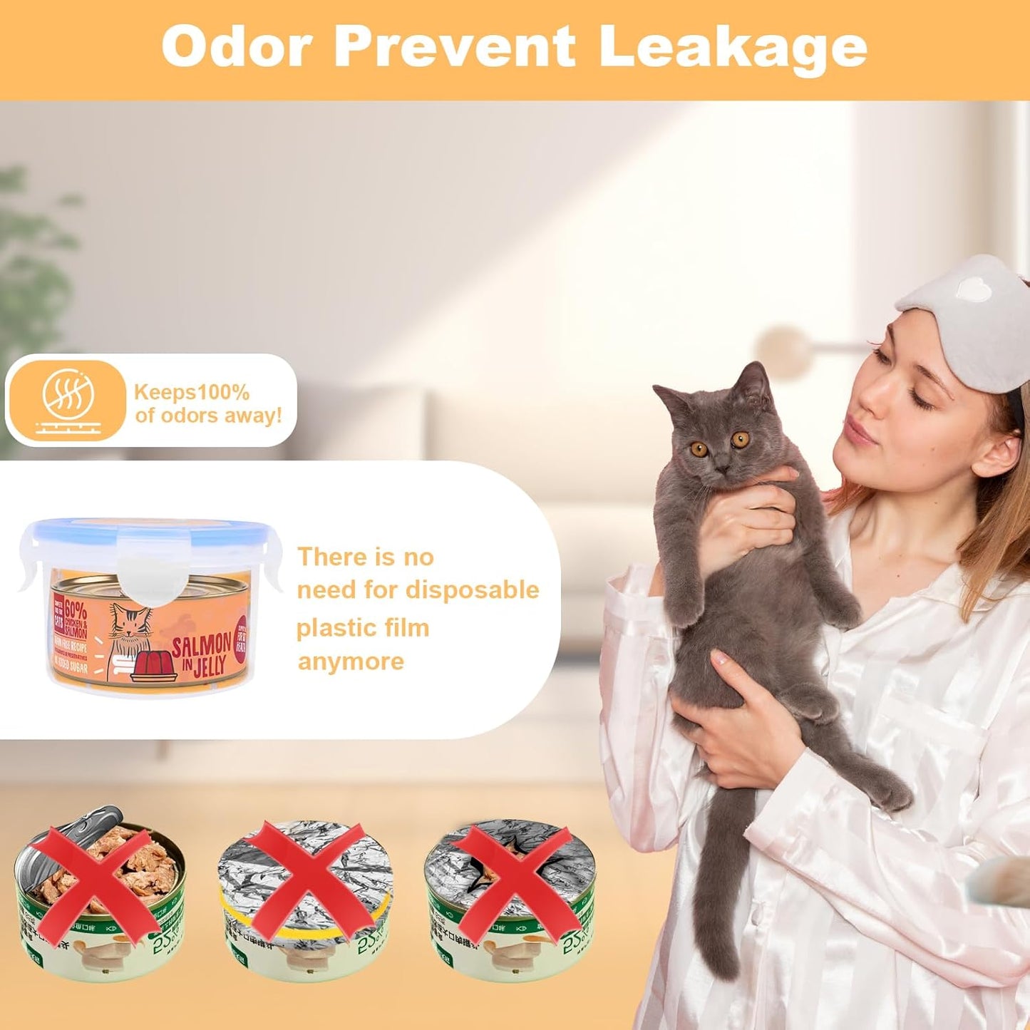 Canned Cat Food Storage Lids, Reusable Airtight Pet Food Sealer - Pet Food Storage Containers, Cat Food Storage Container,With Can Opener & Spoon, Odor-Free & Freshness Preservation