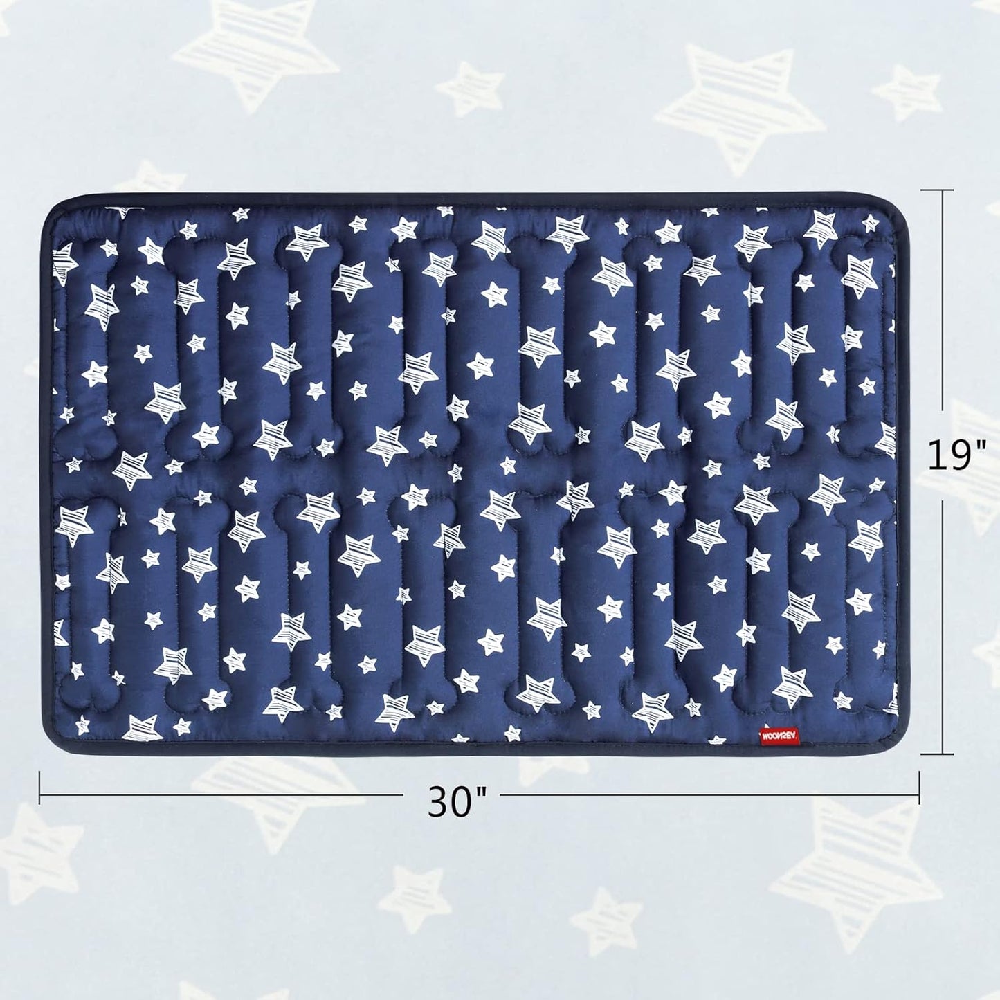 Dog Crate Mat (30" X 19"), Soft Dog Bed Mat with Cute Prints, Personalized Crate Pad, Anti-Slip Bottom, Machine Washable Kennel Pad, Navy