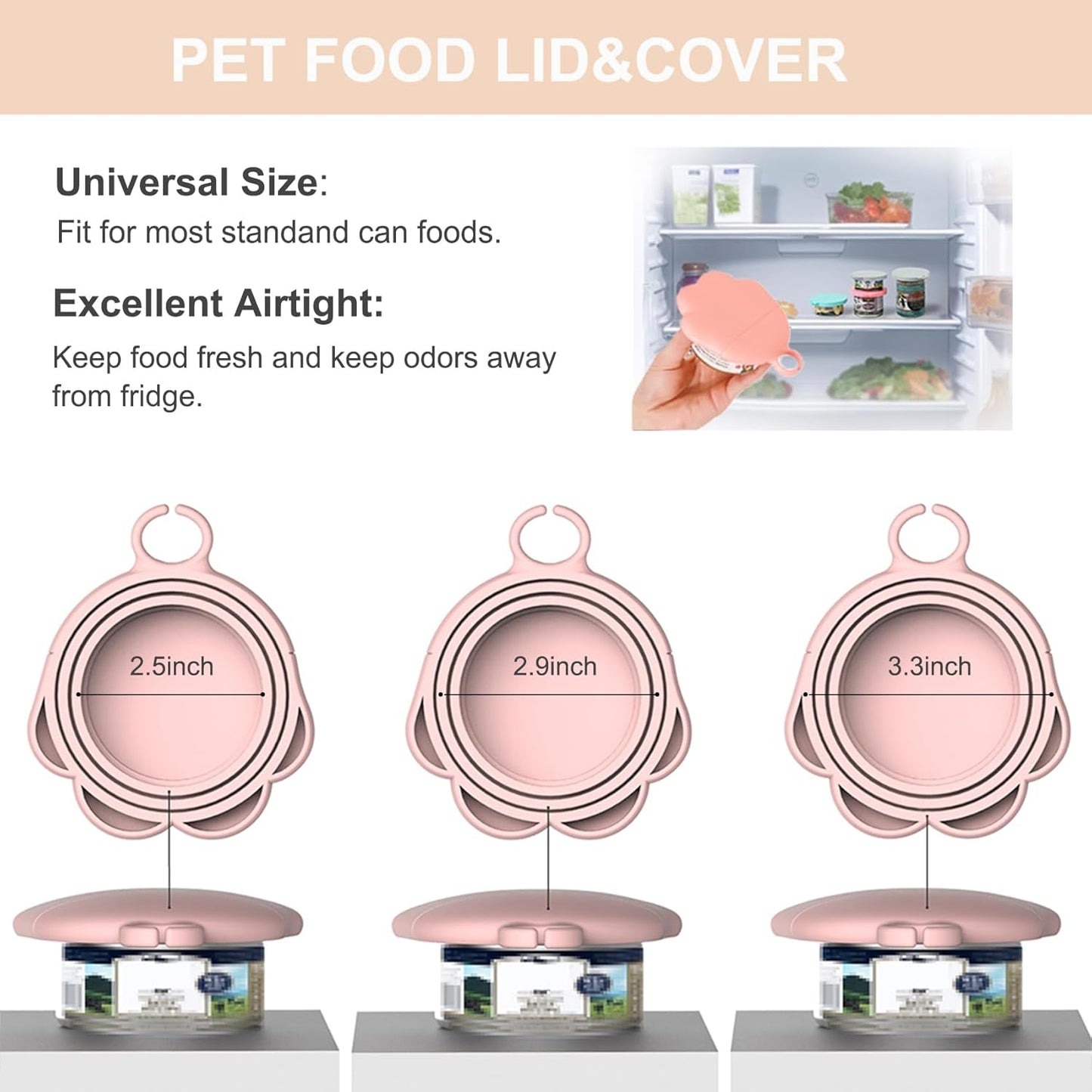 PETPAWLOVELY-Cat&Dog Food Can Covers Lids,Silicone Cat Food Spatula or Can Opener,Cat Treat Spoon.Multi-Function Cat Treat Dispenser Spoon,1 Lid&2 Spoon for Wet Food(Pink)