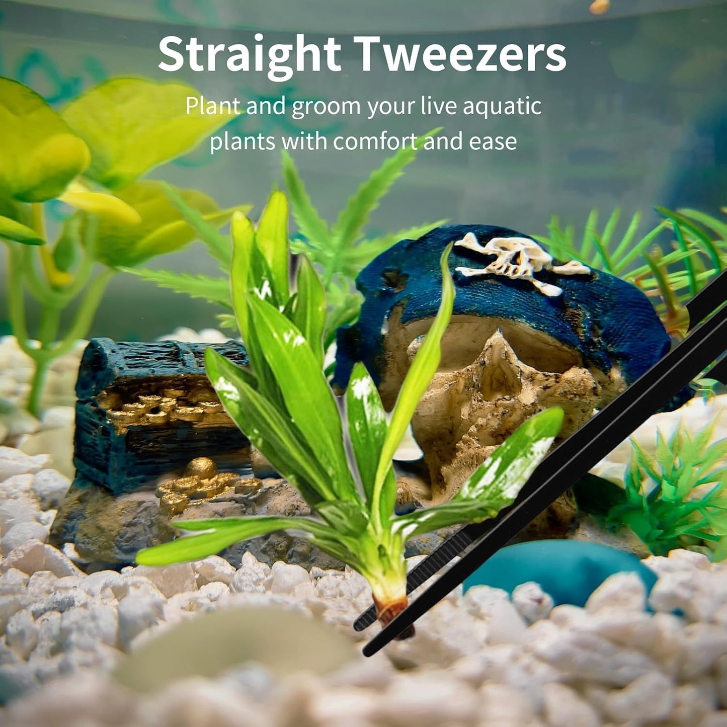 Tifanso Aquarium Aquascape Tools Kit - 4 in 1 Terrarium Decor Supplies with Long Tweezers Feeding Tongs, Aquarium Scissors, Algae Scraper, Live Fish Plants Tank Accessories Cleaning Trimming Kit