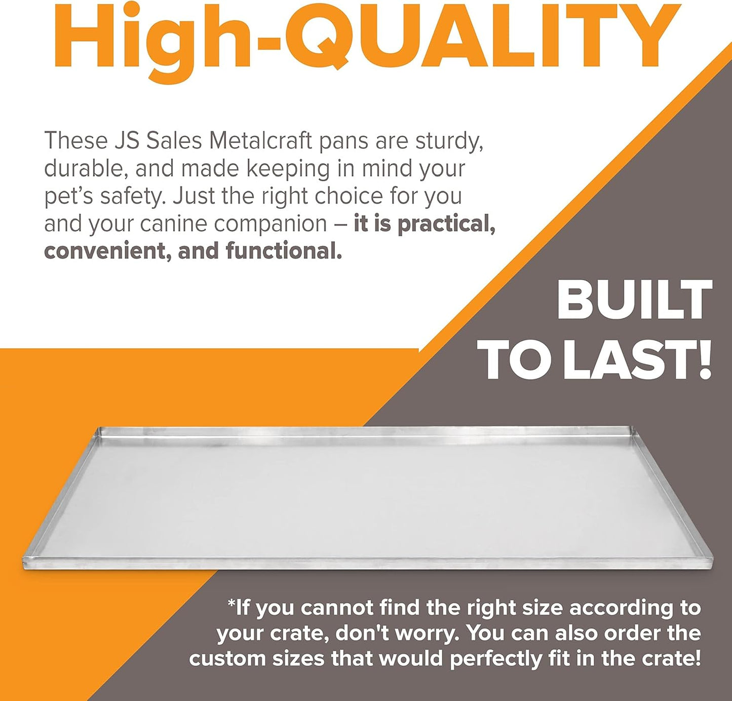 35" x 19.75" Metal Replacement Dog Crate Pan Chew Proof Crack Proof Pet Kennel Tray Central Dog Training Crate Pan Pet Supplies, Galvanized, 1" H