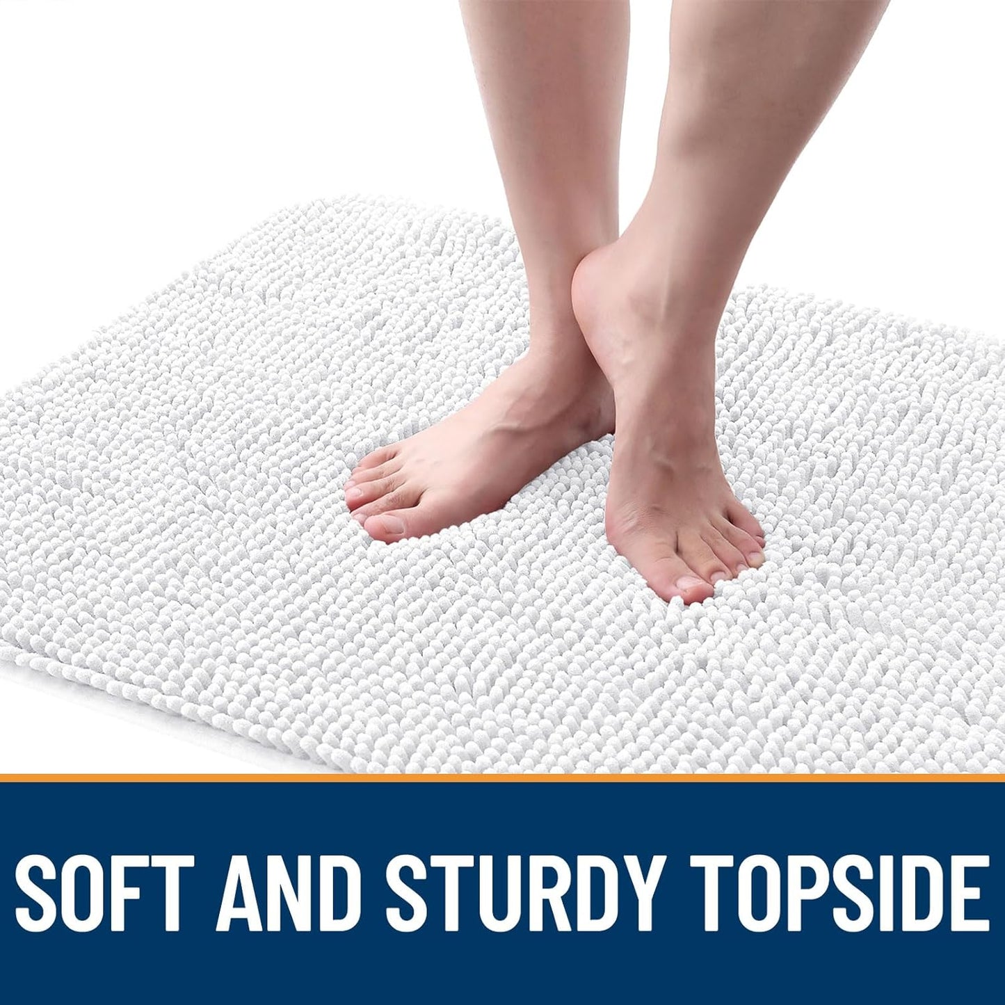 OLANLY Dog Door Mat for Muddy Paws 59x35, Absorbs Moisture and Dirt, Absorbent Non-Slip Washable Doormat, Quick Dry Chenille Mud Mat for Dogs, Entry Indoor Entryway Carpet for Inside Floor, White