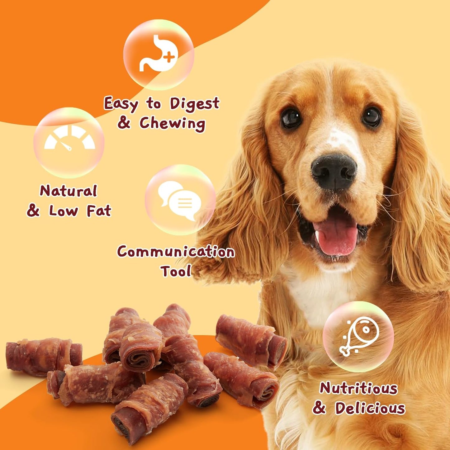 Jungle Calling Triple Flavor Rolls Dog Treats, Made with Real Chicken Duck Beef Meat, Rawhide Free Dogs Snacks,Healthy, Easily Digestible, and High Protein Treat, 10.6 oz