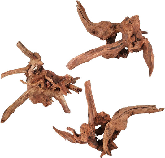 Driftwood for Aquarium Natural Aquarium Wood for Aquascaping Fish Tank Decorations Reptile Tank Decor (Natural Driftwood 6-10" (Pack of 3))