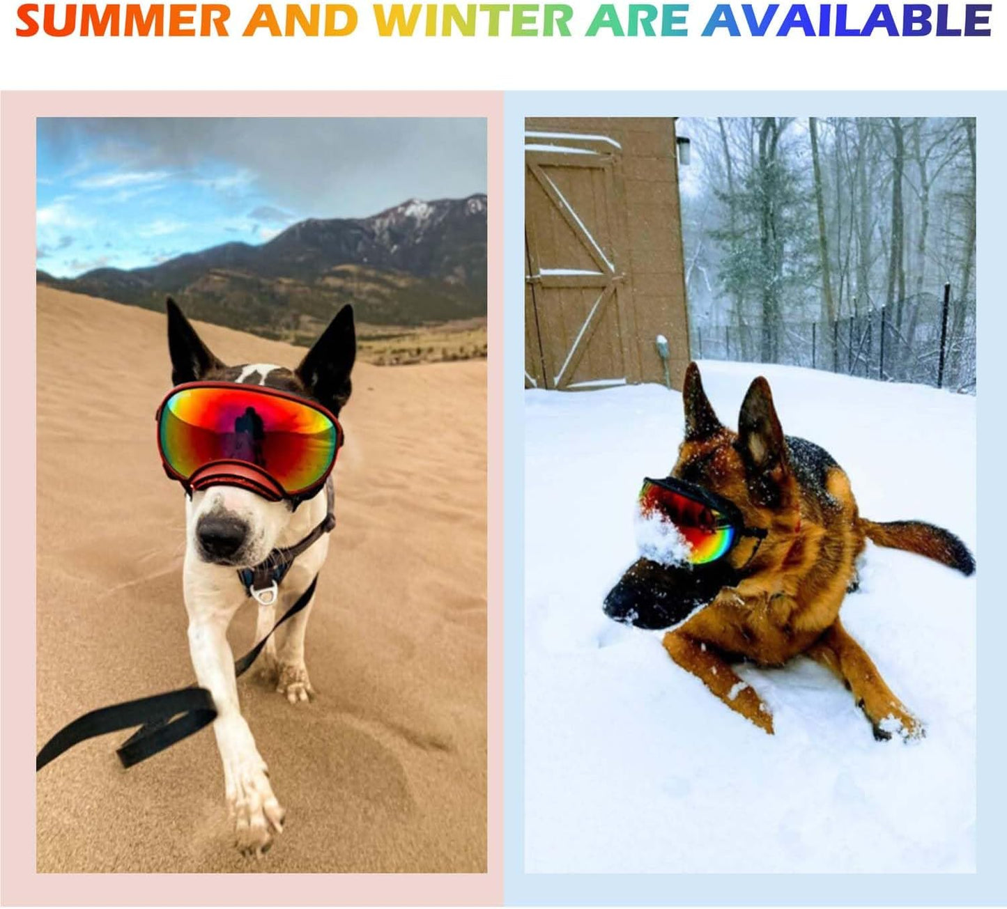 Medium Dog Sunglasses with Adjustable Strap UV Protection, Winproof Dog Puppy Sunglasses, Suitable for Medium Dog Pet Glasses, Dogs Eyes Protection,Soft Dog Goggles