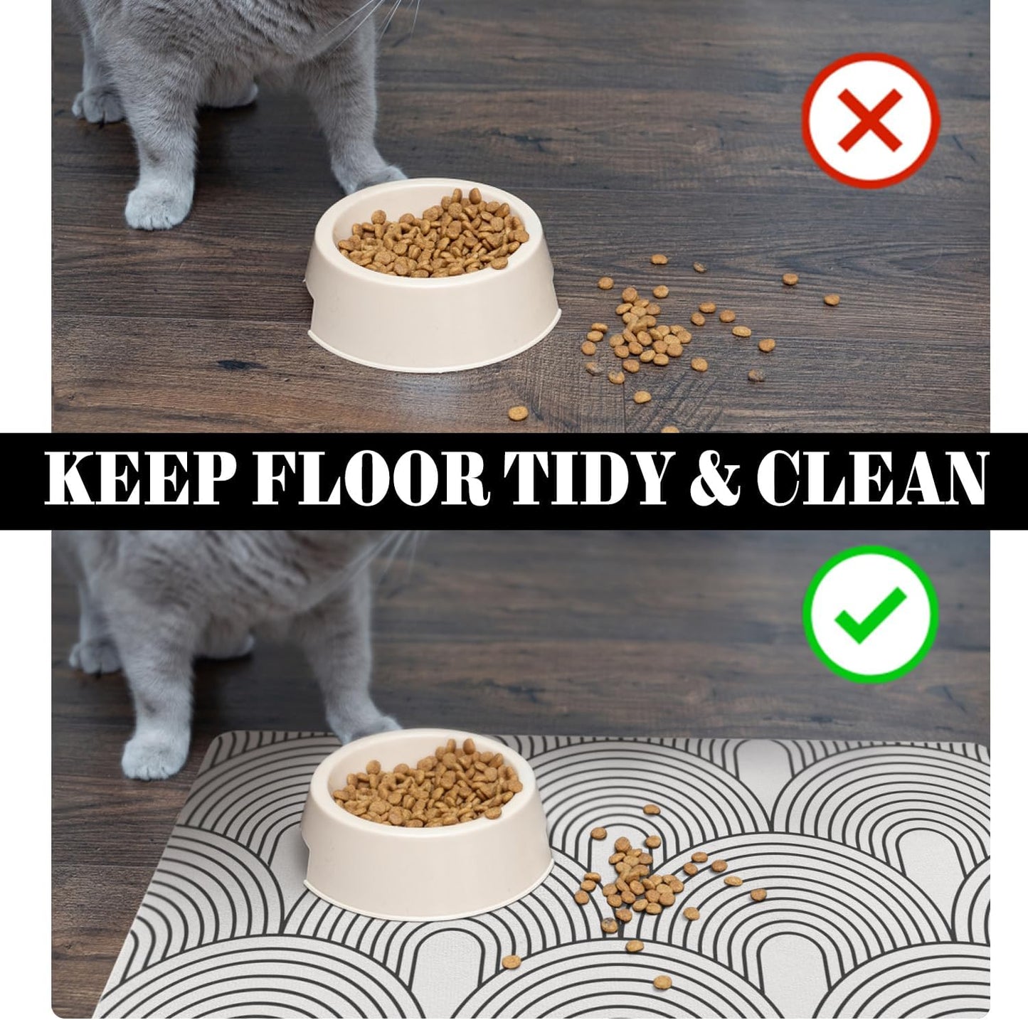 Dog Food Mats for Floors Absorbent, Pet Cat Food Mat - Quick Dry Dog Bowl Mats for Food and Water, Eco-Friendly Boho Pet Supplies 12" x 20"