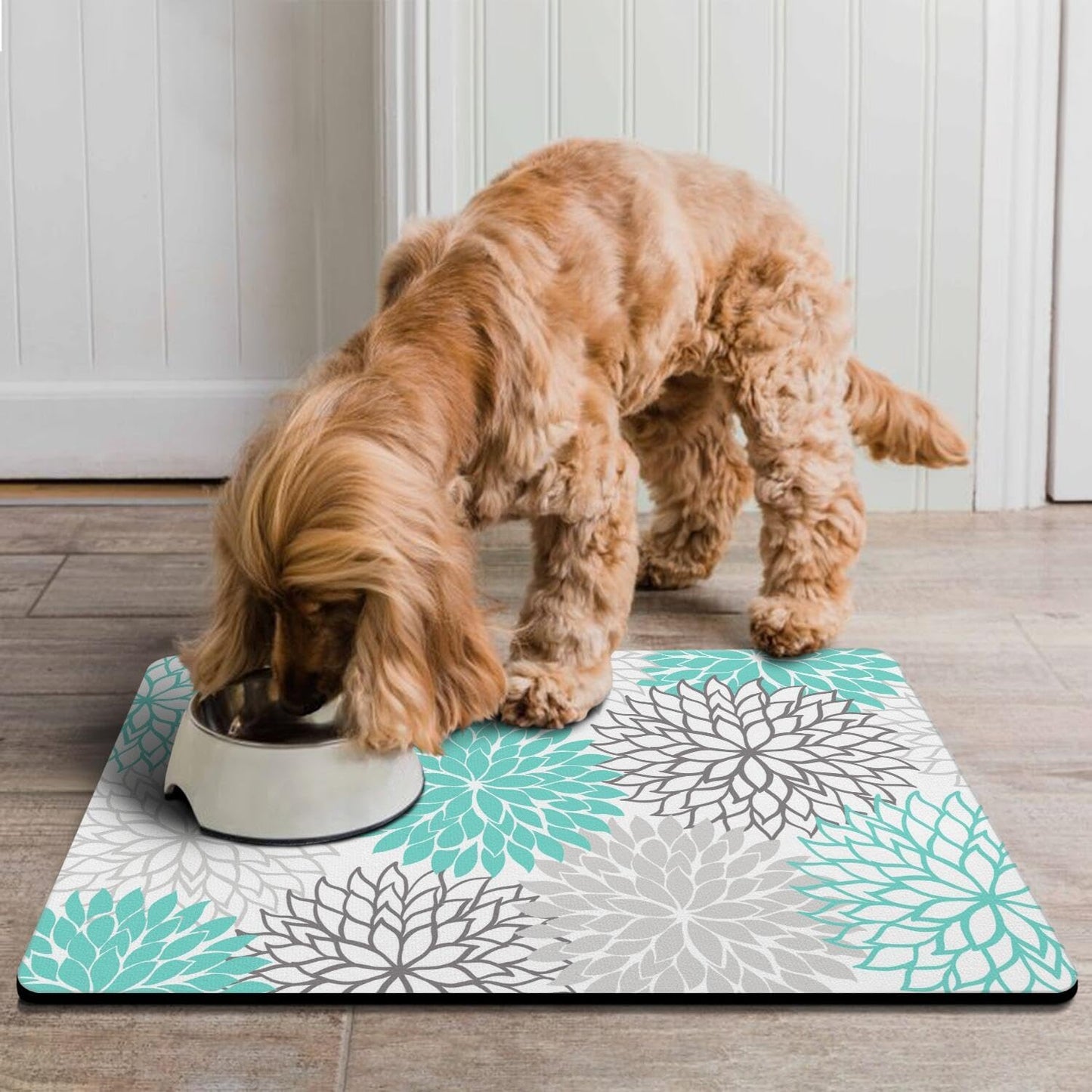 Pet Feeding Mat for Floors Waterproof Dog Mat for Food and Water Absorbent Quick Dry Non Slip mat for Cat Bowls