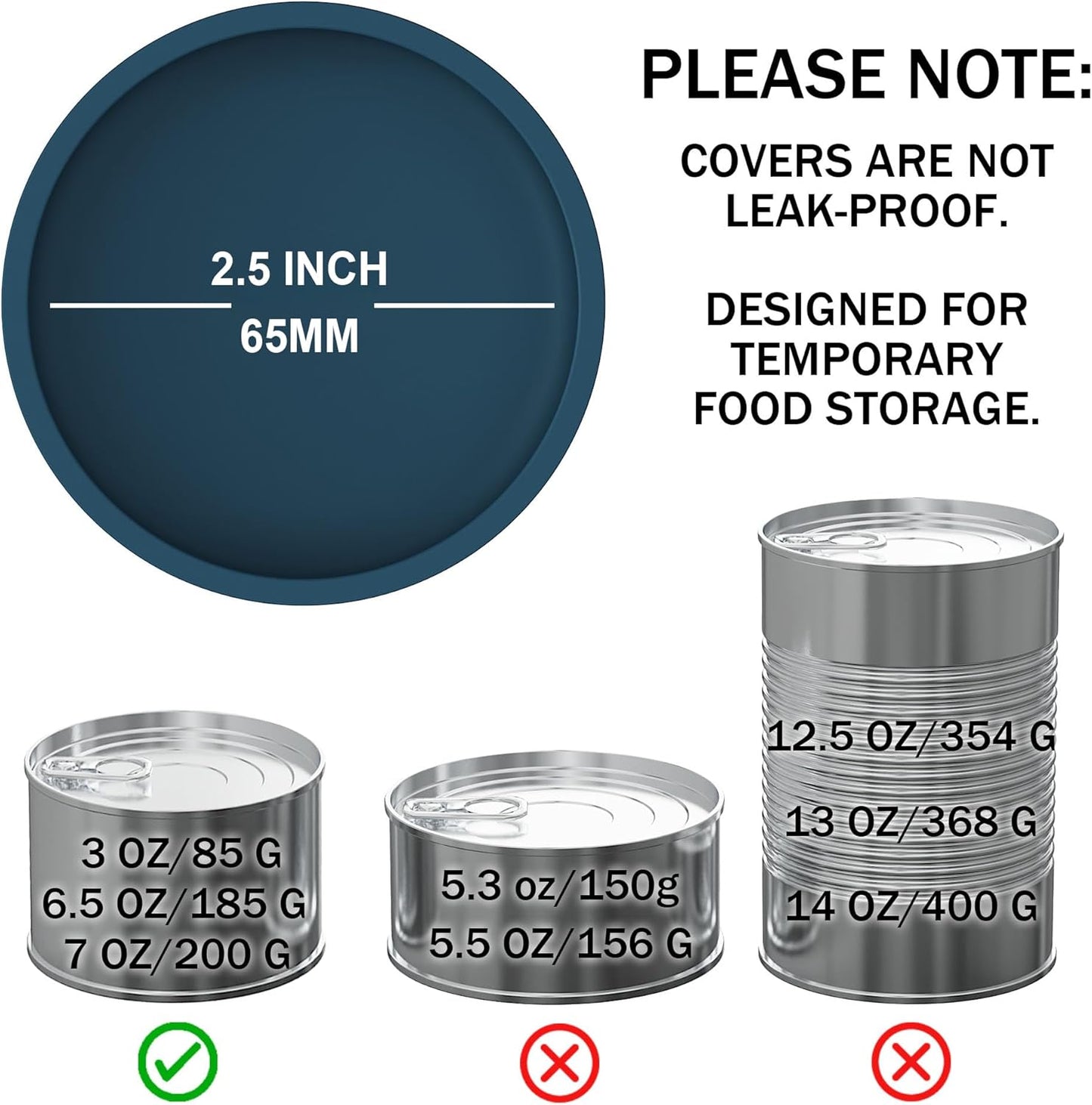 OHMO - 2 Pack Cat Food Can Lids, Small (3 oz) Silicone Can Covers for Pet Food Cans 2.5 oz Cat Food Cans, Dark Blue