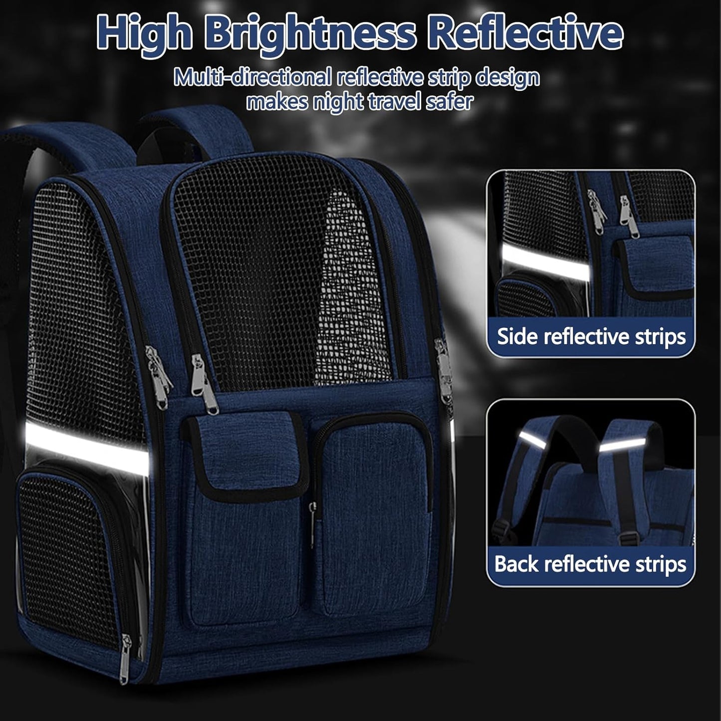 Pet Backpack, Airline Approved Dog Backpack, Cat Bag for Travel Hiking Bike Riding Walking Outdoor, Cat Backpack with Breathable Mesh(Black)