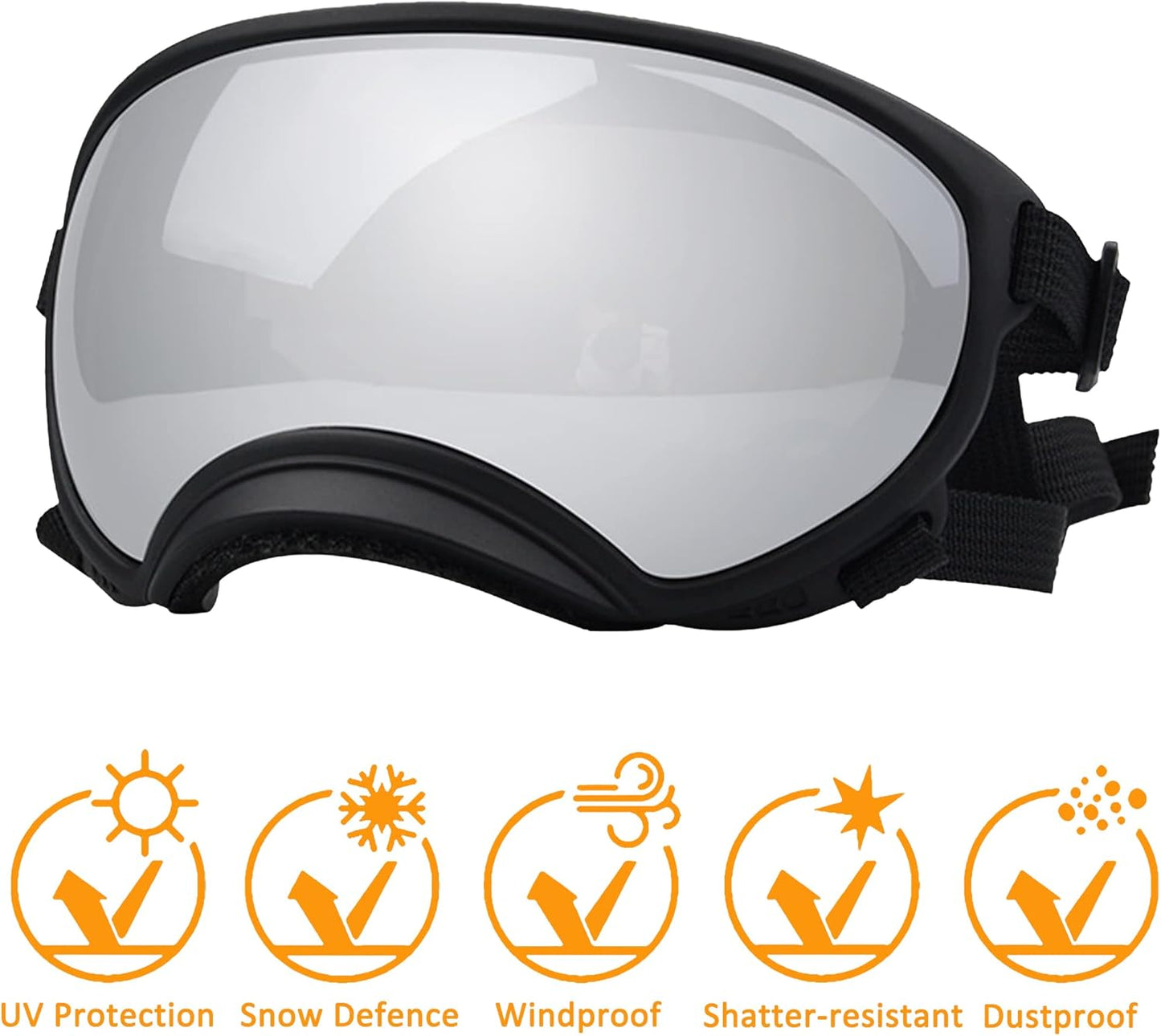 Large Dog Sunglasses, Dog Goggles with Adjustable Strap UV Protection Winproof Dog Puppy Sunglasses, Suitable for Medium-Large Dog Pet Glasses, Dogs Eyes Protection