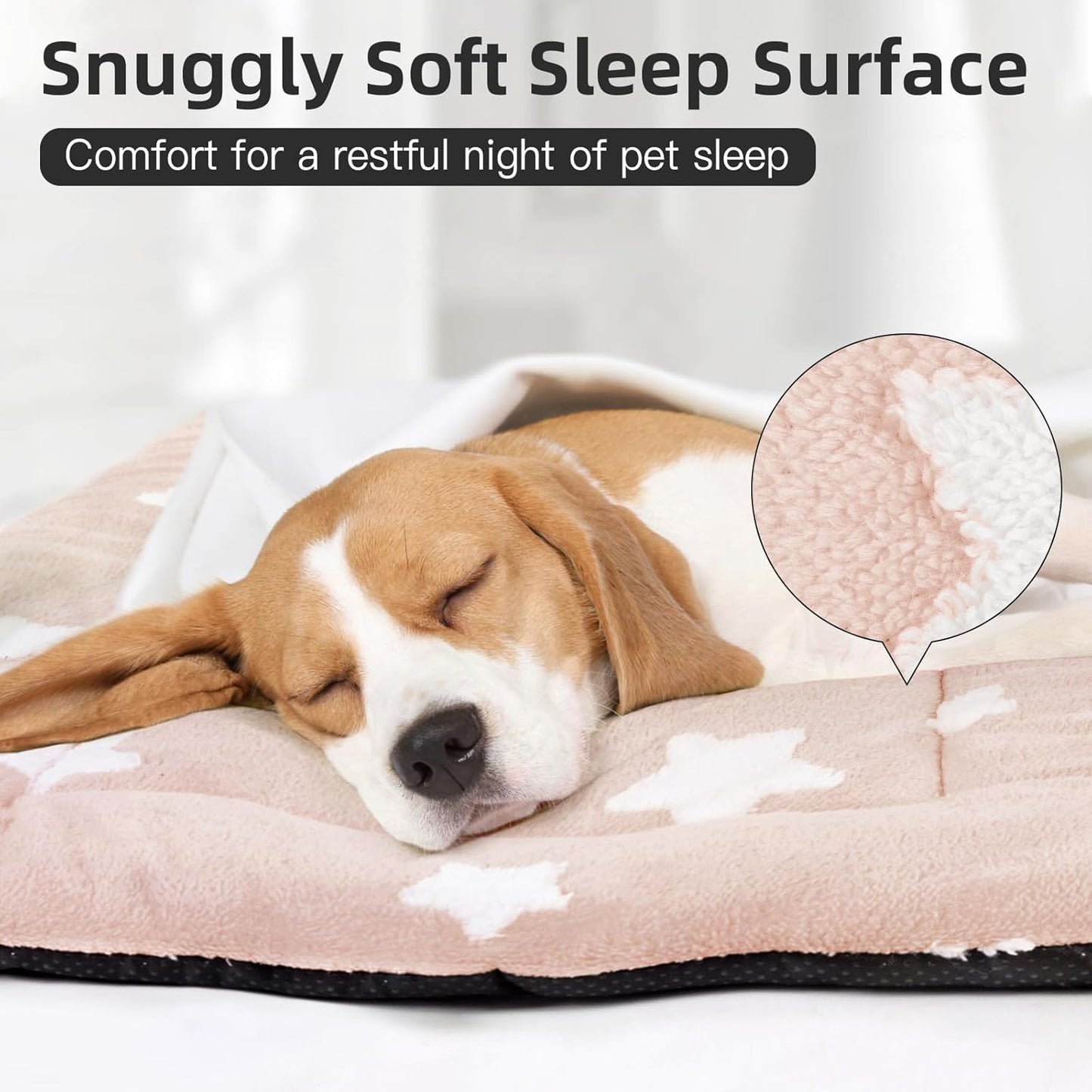 Mora Pets Dog Crate Pad Kennel Dog Bed Mat for Medium Dogs Washable Cute Star Pet Bed for Cage Ultra Soft Flat Puppy Cat Kitten Cushion for Sleeping Anti-Slip Pink 30 x 19