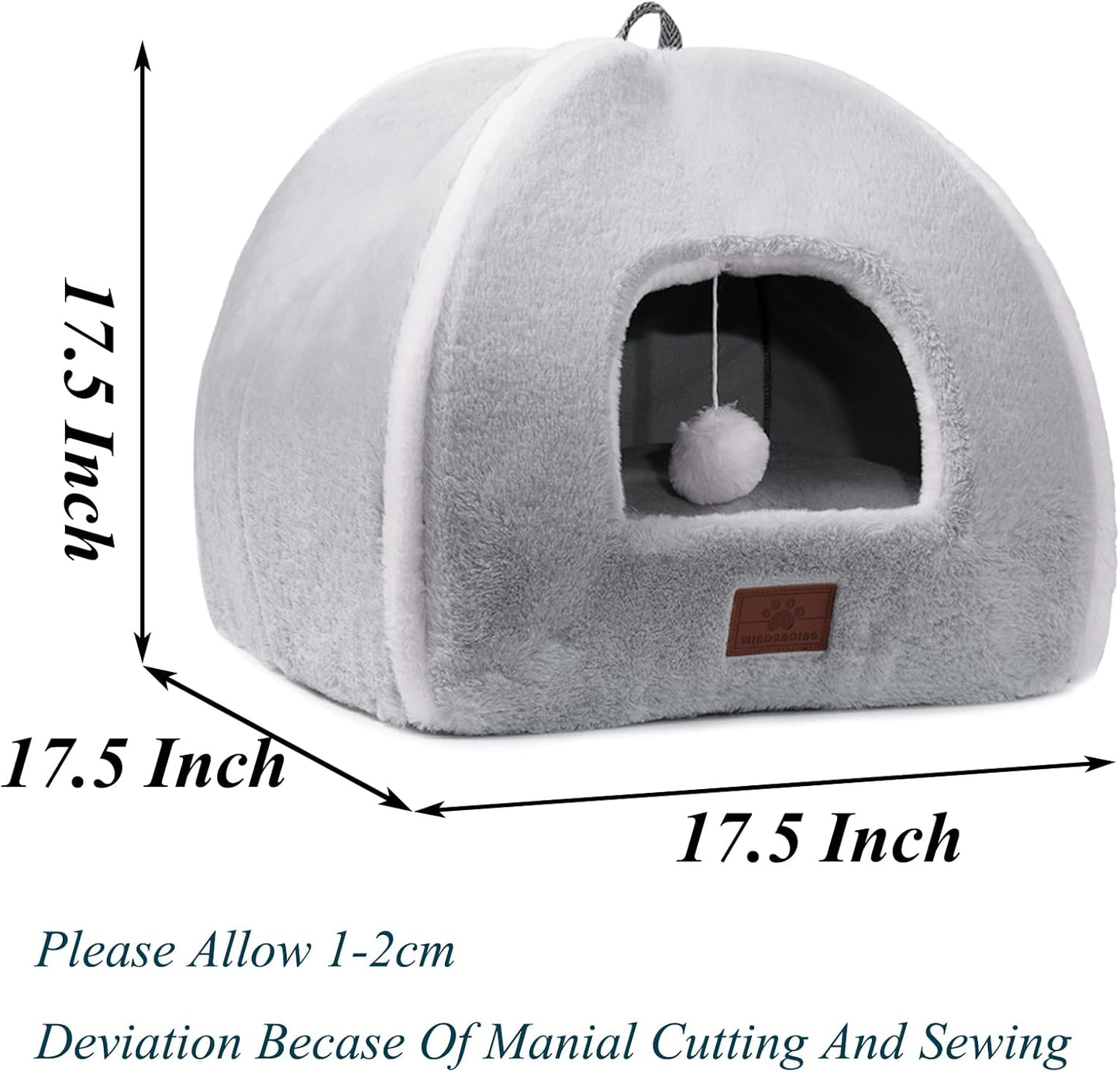 Cat Bed for Indoor Cats - Cat Cave Bed Cat House Cat Tent with Removable Washable Cushioned Pillow, Soft and Self Warming Kitten beds, Pet Bed（Large Grey）