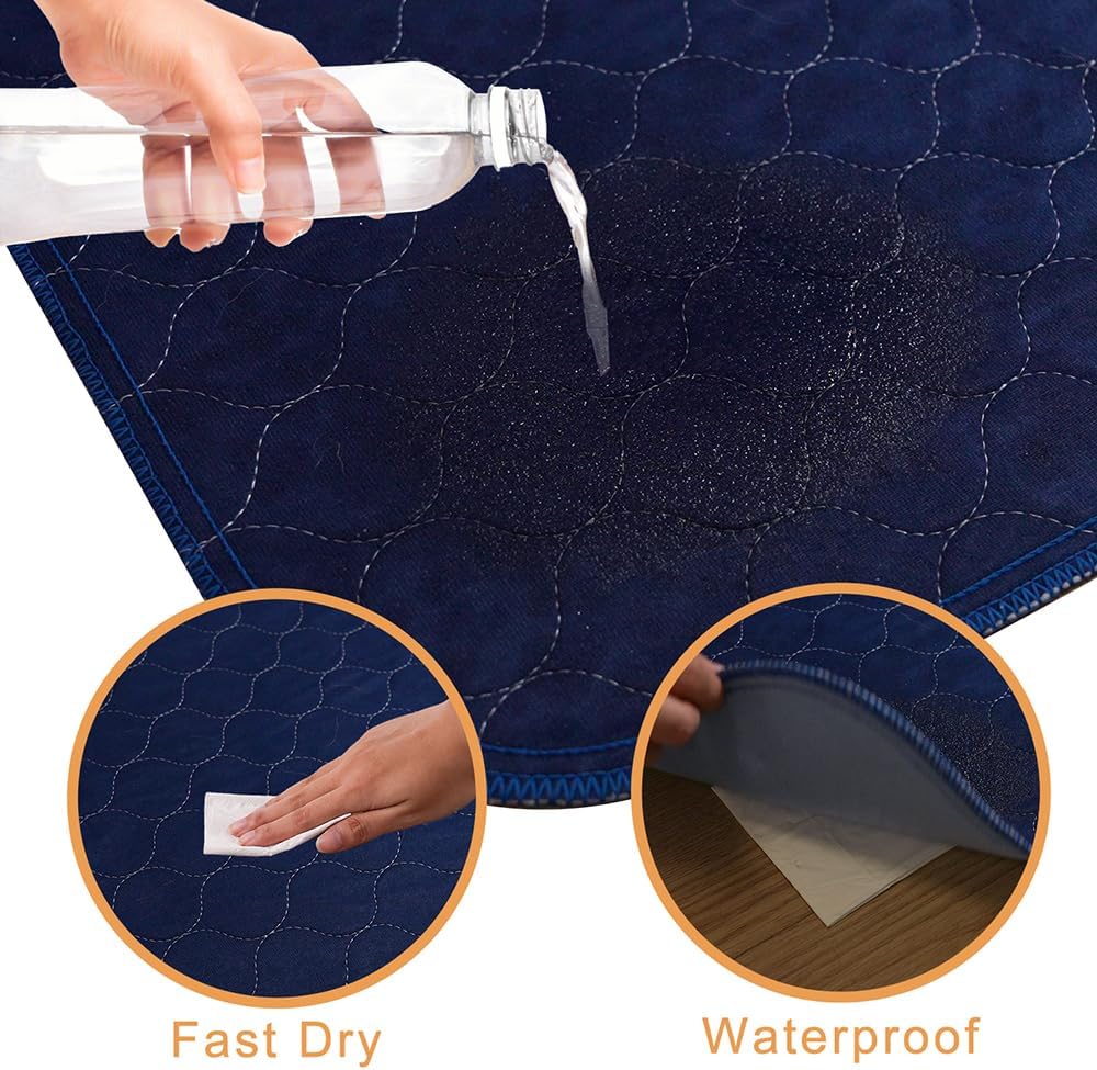 2Pack Pee Pads for Dogs Washable 53”x53”, Extra Large Puppy Pads Waterproof, Super Absorption, Anti Skid for Whelping Training