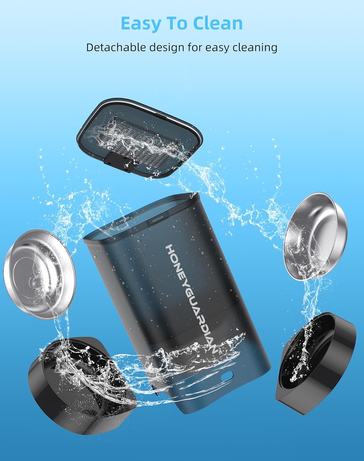 HoneyGuaridan 5L Automatic Cat Feeder for Two Cats, Cat Food Dispenser with Stainless Steel Bowl,Timed Feeder Programmable 1-6 Meals Control, Dual Power Supply,Desiccant Bag Black