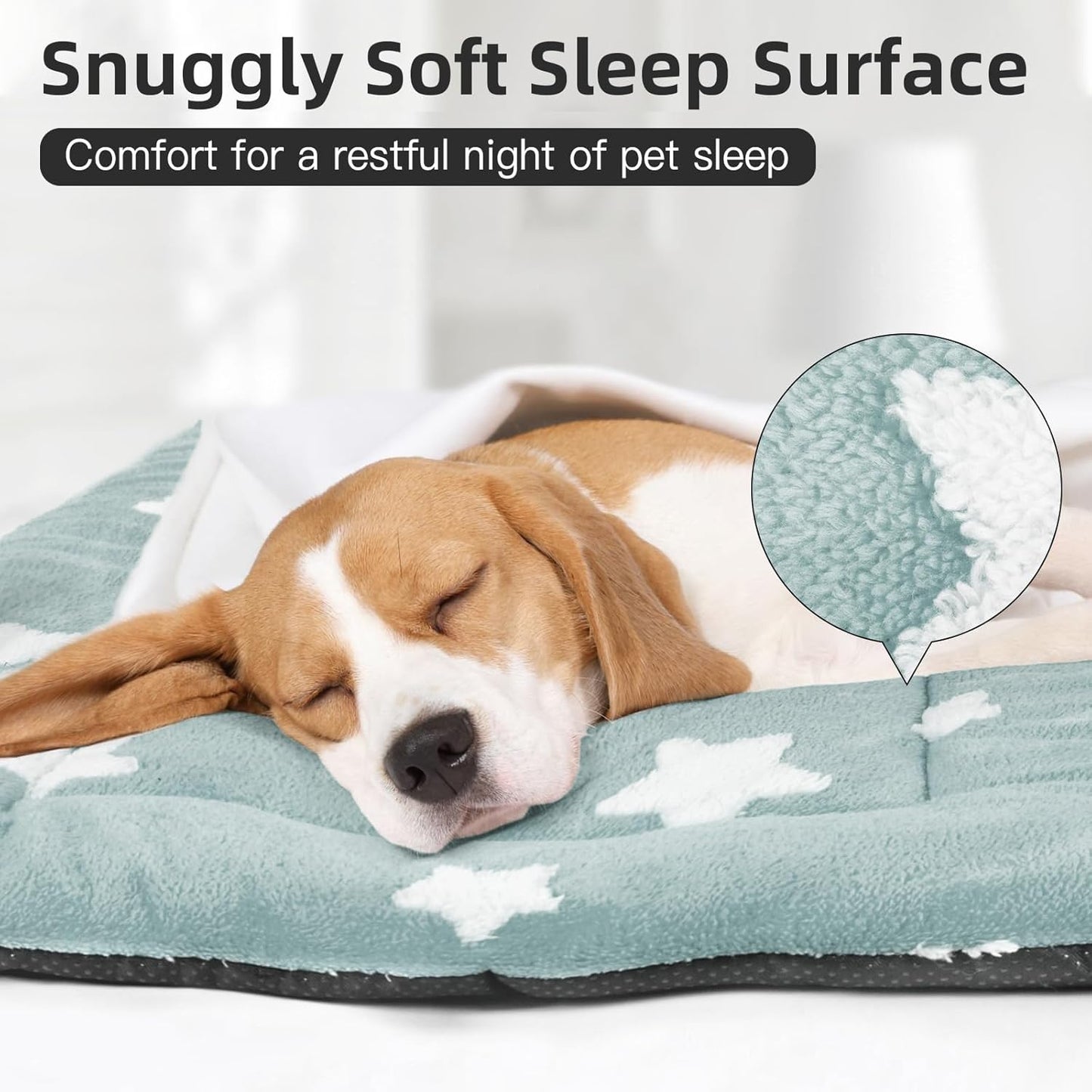 Mora Pets Dog Crate Pad Dog Kennel Bed Crate Mat for Large Dogs Washable Cute Star Pet Bed for Cage Ultra Soft Flat Pillow Cushion for Cozy Sleeping Anti-Slip Blue 42 x 27