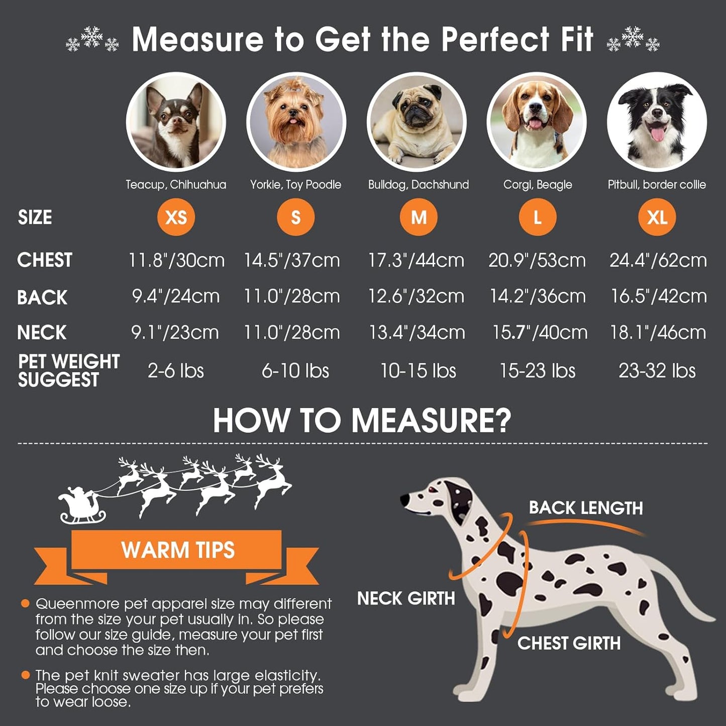 Queenmore Dog Christmas Sweater,Turtleneck Knitted Pullover Xmas Dog Clothes Sweatshirt,Pet Christmas Outfit, Warm Doggy Sweaters for Small Dogs Boy Girl S