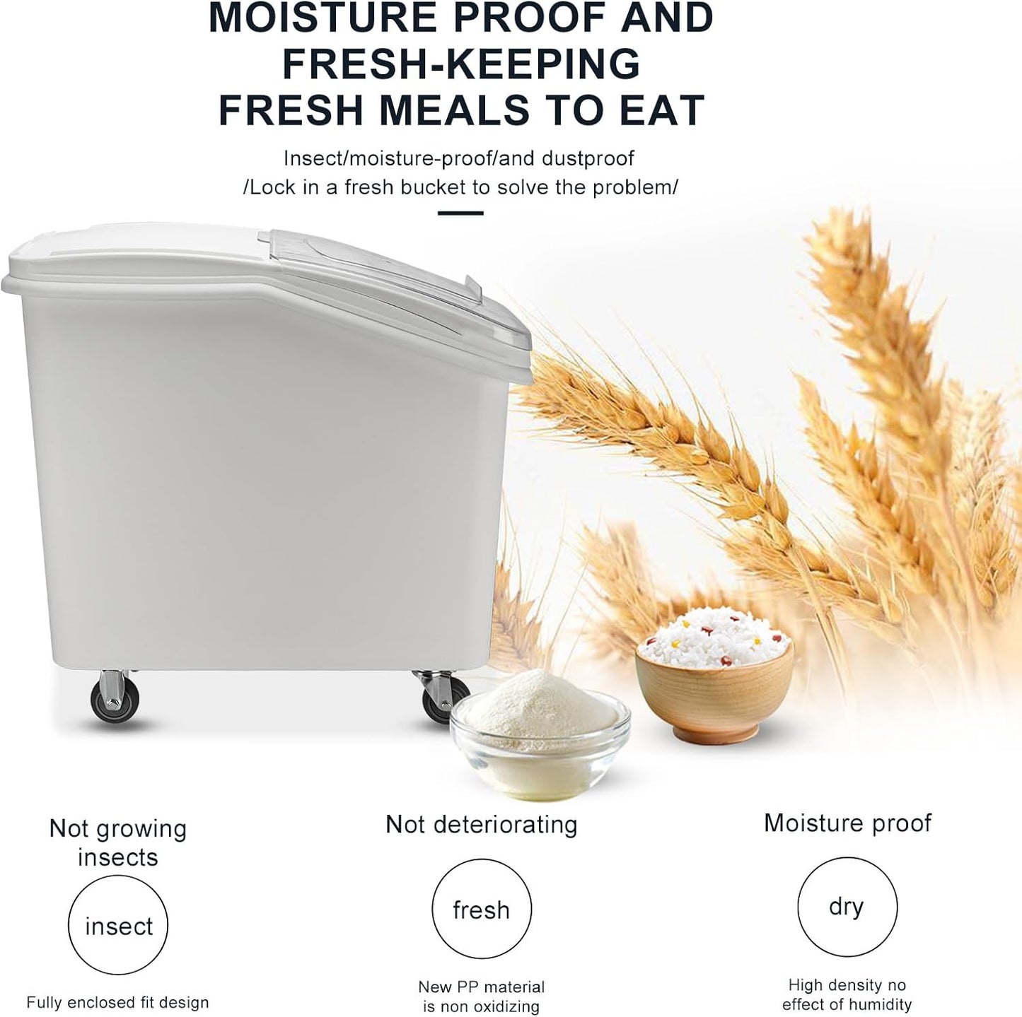 Ingredient Storage Bin,31 Gallon Dispenser Bin with Scoop for Dry Food, Sugar, Baking Supplies,Kitchen Rice Cereal Flour Bin,BPA Free,Pet Food Storage Container,Dog Cat Birds Food (31 Gallon)