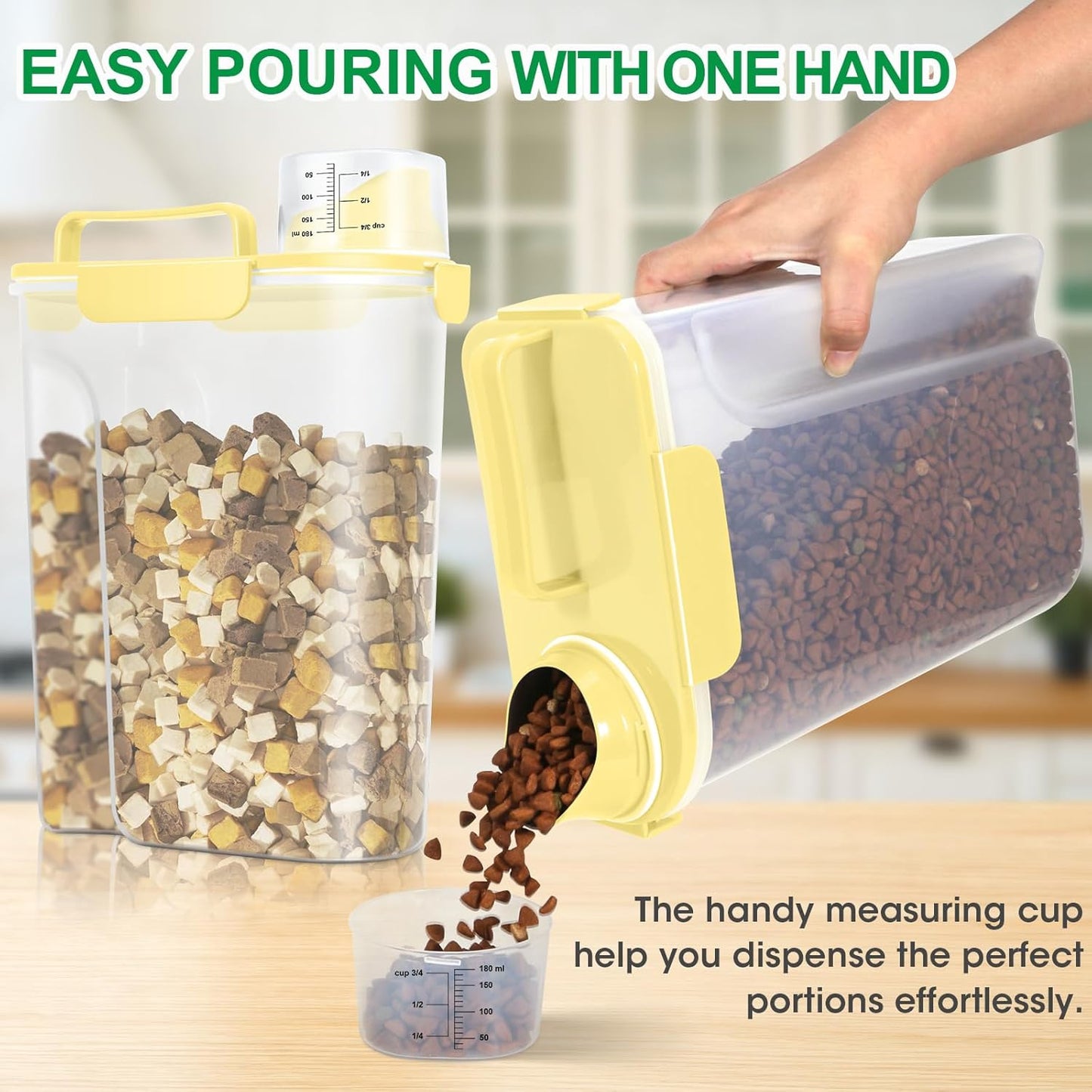 TBMax Dog Cat Food Storage Containers 2 Pack 10 Lbs to 14 Lbs Airtight Pet Food Container Dispenser with Large Spout & Portable Handle, Travel Dog Treat Cat Food Storage Bin Bird Seed Container