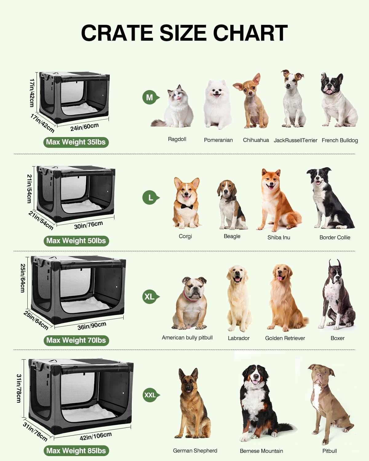 24-Inch Collapsible Travel Dog Crate, Portable 4-Door Soft Kennel for Medium to Large Dogs, Durable Mesh Windows, Indoor/Outdoor Use, Foldable, with Storage Bag (Grey)