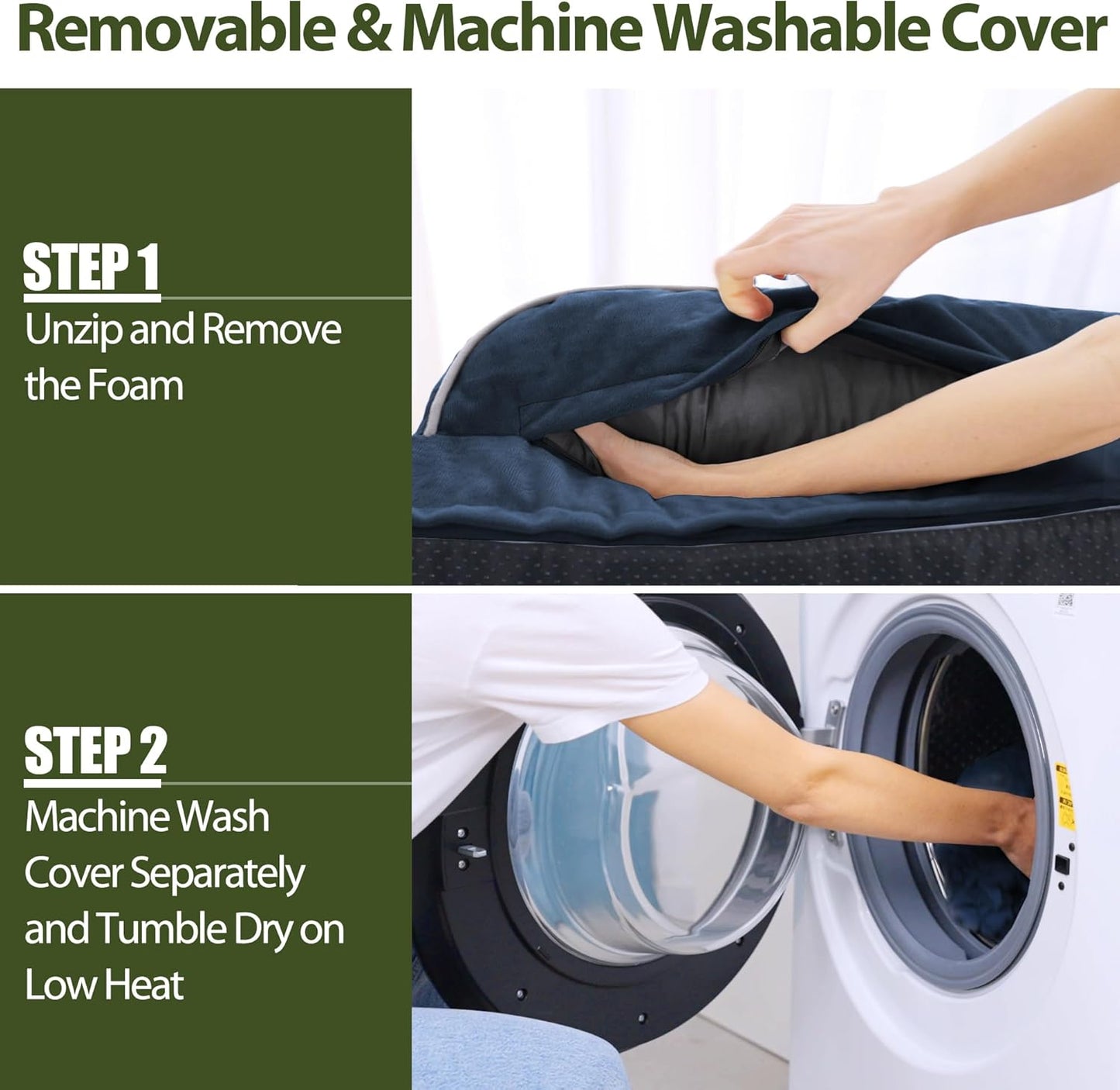 XXL Dog Bed with Bolsters, Orthopedic Dog Beds for Extra Large Dogs, Waterproof Memory Foam Dogs Beds XLarge with Removable Washable Cover, Nonskid Bottom (XX-Large,Navy Blue)