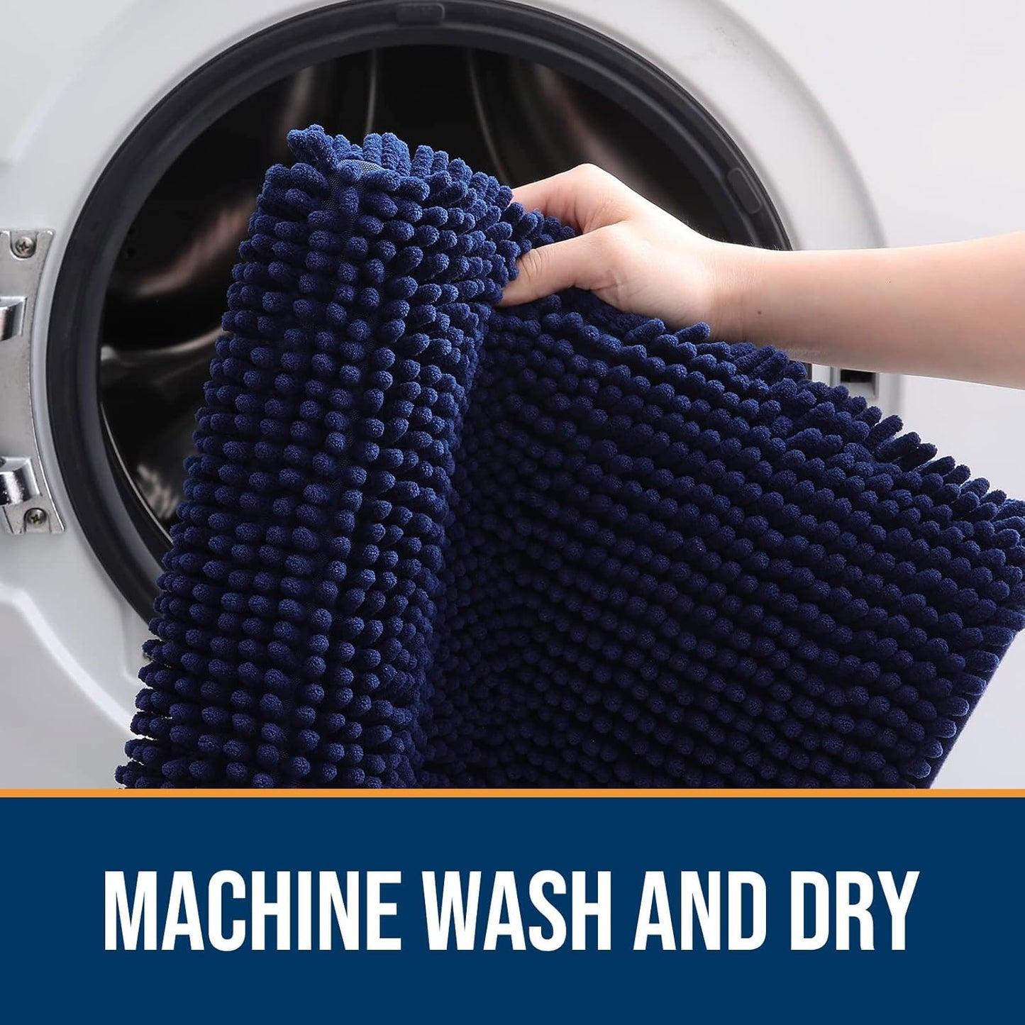 OLANLY Dog Door Mat for Muddy Paws 24x16, Absorbs Moisture and Dirt, Absorbent Non-Slip Washable Doormat, Quick Dry Chenille Mud Mat for Dogs, Entry Indoor Entryway Carpet for Inside Floor, Navy Blue