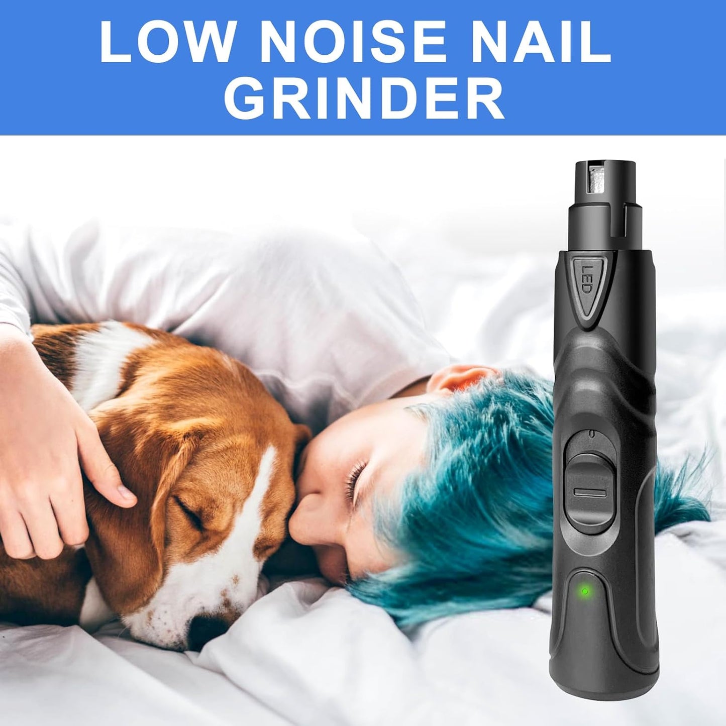 2-Speed LED Dog Nail Grinder,Professional Electric Pet Nail Trimmer with Quiet Motor, Painless Paws Grooming & Smoothing for Small/Medium/Large Dogs and Cats (Black)