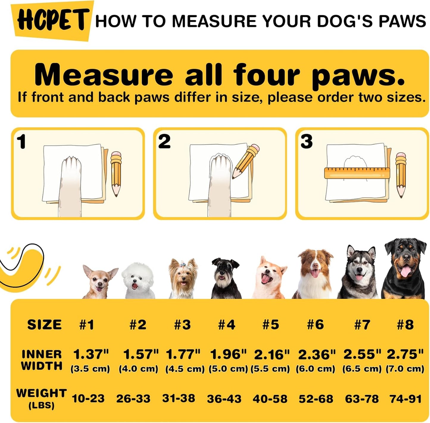 Hcpet Dog Shoes for Large Dogs, Waterproof Dog Booties for Small Medium Dogs, Anti-Slip Dog Boots & Paw Protectors for Hot Pavement Winter Snow Hiking with Reflective Straps Black Size 5