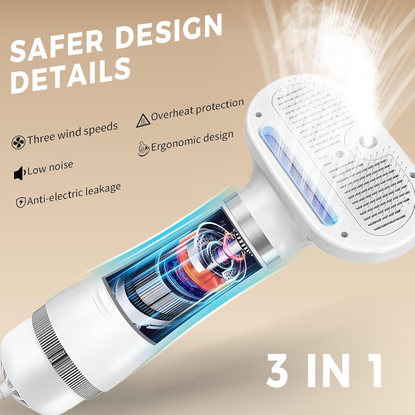 Cat Steam Brush with 600W High-Power Pet Dryer, Pet Spray Hair Removal Comb, 5 in 1 Cat & Dog Brush for Shedding, Includes Shampoo(Wired)