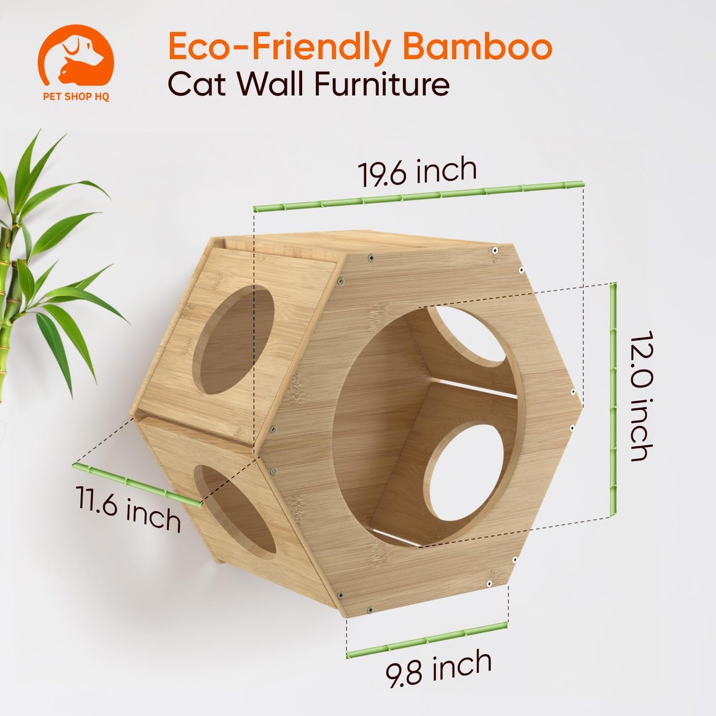 Cat Wall Furniture - Climbing Shelves, Ladders, Hammock & More - Bamboo Material - Light Brown - Cat House, Shelves, Perches, Hammock, Bed, Bridges, Walkways
