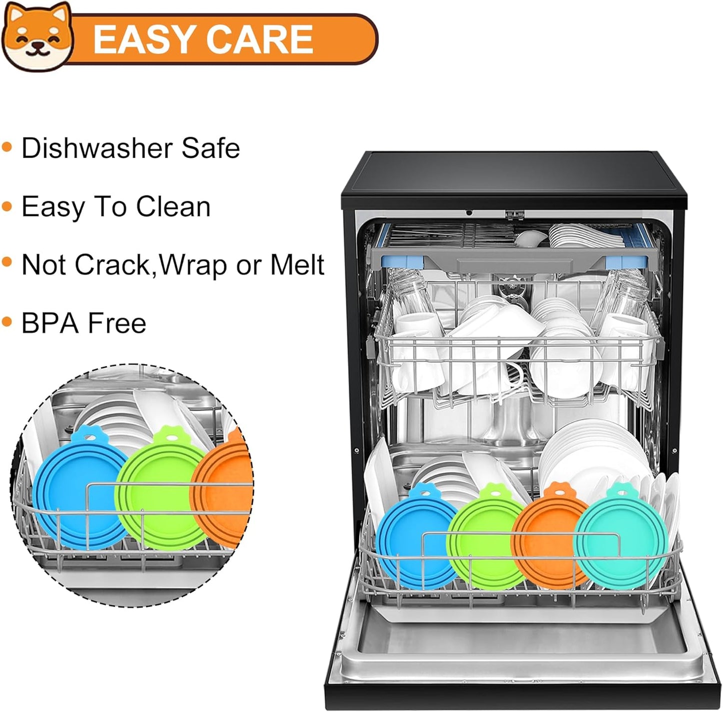 2 Pack Silicone Pet Food Can Lids, Black/Blue, BPA Free, Food Safe, Universal, Pull On, Round, 2 Pieces, Perfect for Most Families with Pets at Home