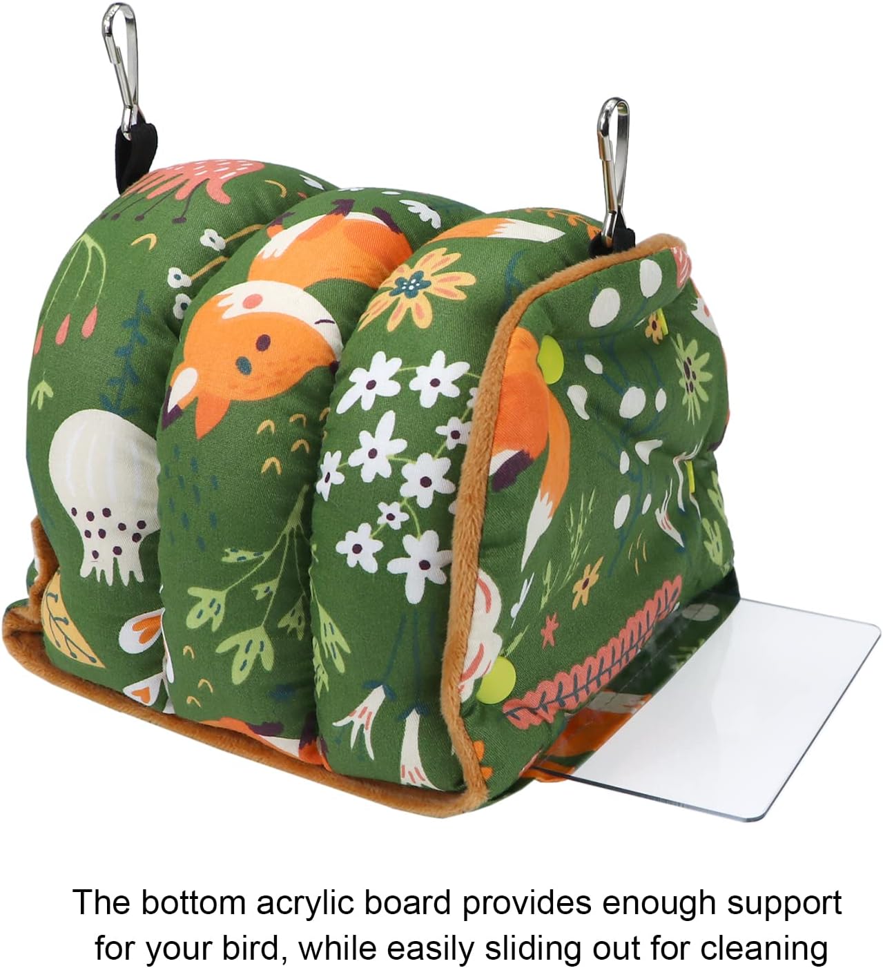 Wontee Bird Nest House Winter Warm Snuggle Hut Bird Bed Hanging Hammock for Parrots Budgies Parakeets Caique Senegal Cockatiels Conures (Small, Green)