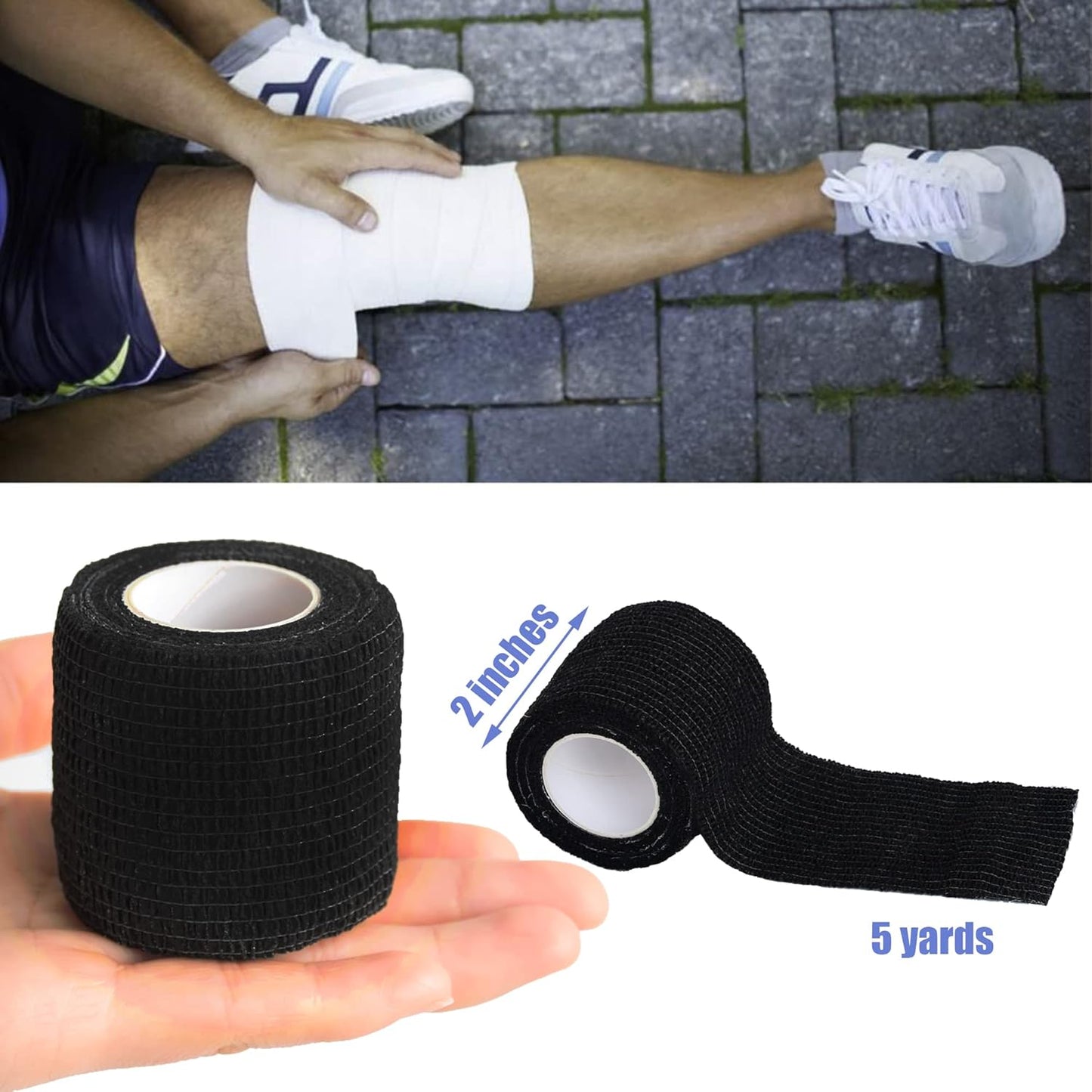 9 Pack 2" x 5 Yards Self Adhesive Bandage Wrap Self Stick Wrap for Ankle, Wrist, Finger, Sports, Breathable Cohesive Vet Tape for Pets (Multi Colors)