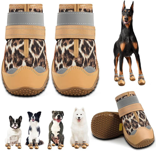 Dog Shoes for Small Dogs, Dog Boots & Paw Protectors for Hardwood Floors, Outdoor Dog Booties for Hot Pavement Winter Snow Hiking, Waterproof Dog Shoes with Reflective Strips Size 2
