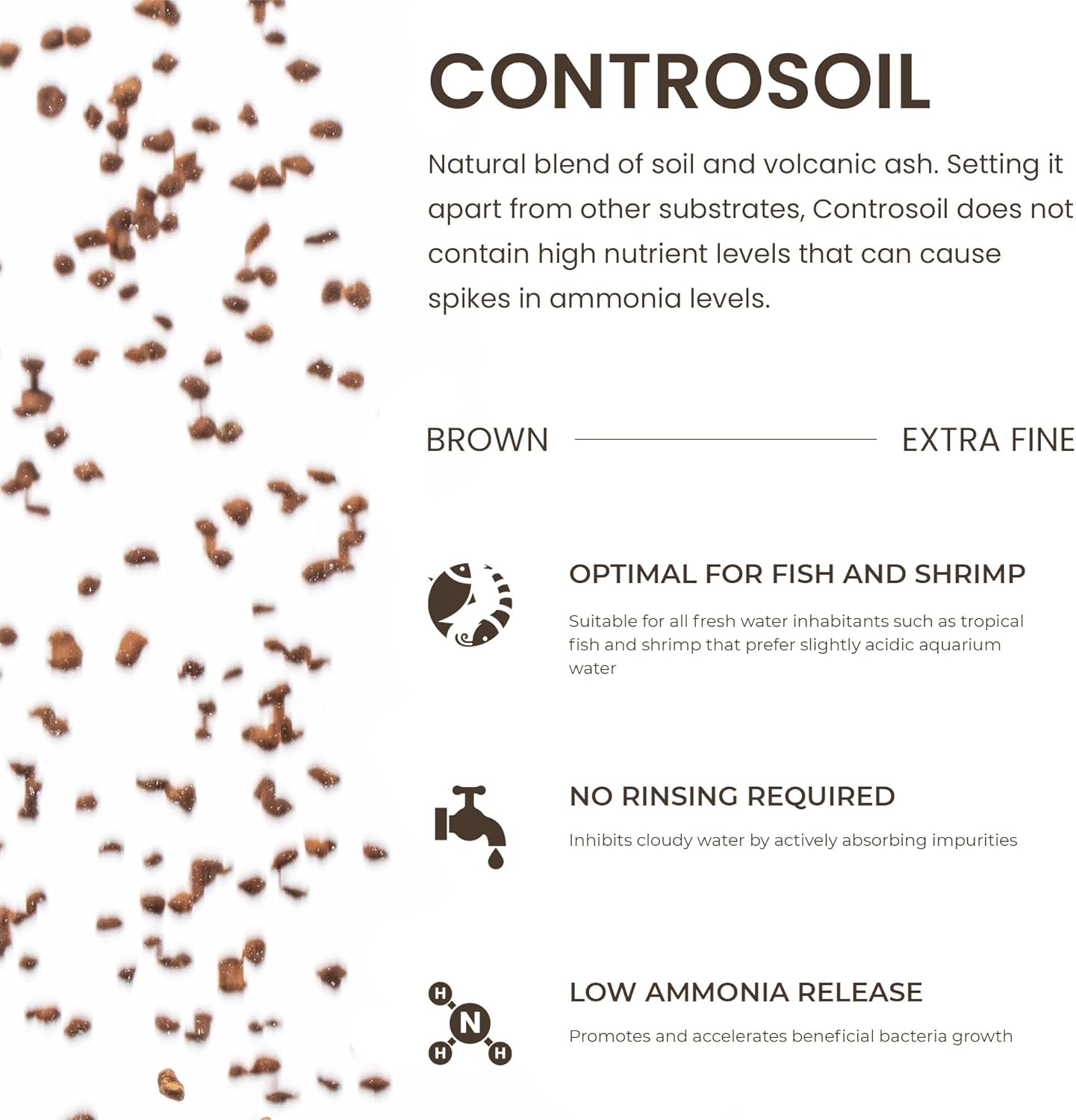 Ultum Nature Systems Controsoil - Freshwater Aqua Soil Substrate for Fish, Shrimp, Live Plant Propagation and Aquascaping - 6.8pH Low Ammonia, Volcanic Ash - Brown, Extra Fine (3 Liter | 6LB)