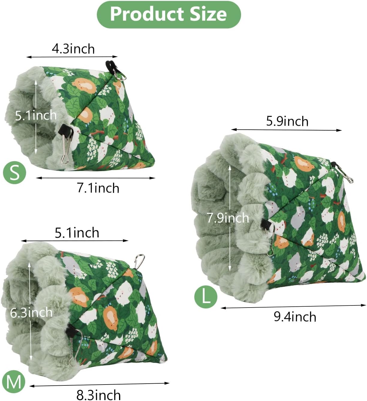 Wontee Bird Nest House Winter Warm Hanging Hammock Bird Bed Snuggle Hut for Parakeets Budgies Caique Conures Cockatiels (Small, Green)